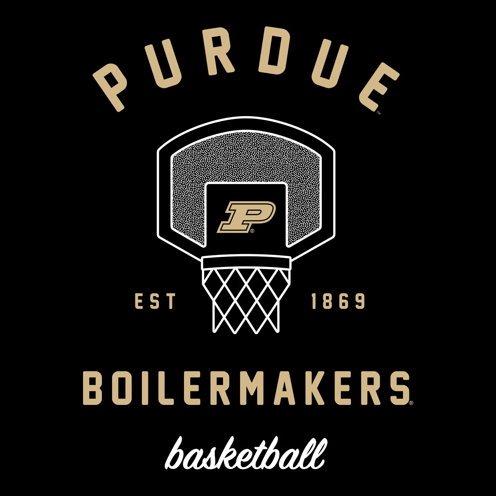 Purdue University Boilermakers Basketball Net Short Sleeve T-Shirt - Black - Image 2