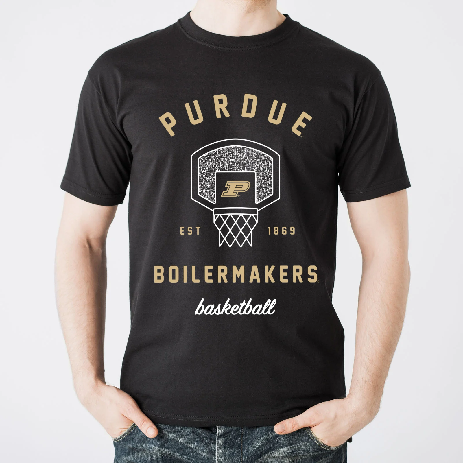 Purdue University Boilermakers Basketball Net Short Sleeve T-Shirt - Black - Image 3