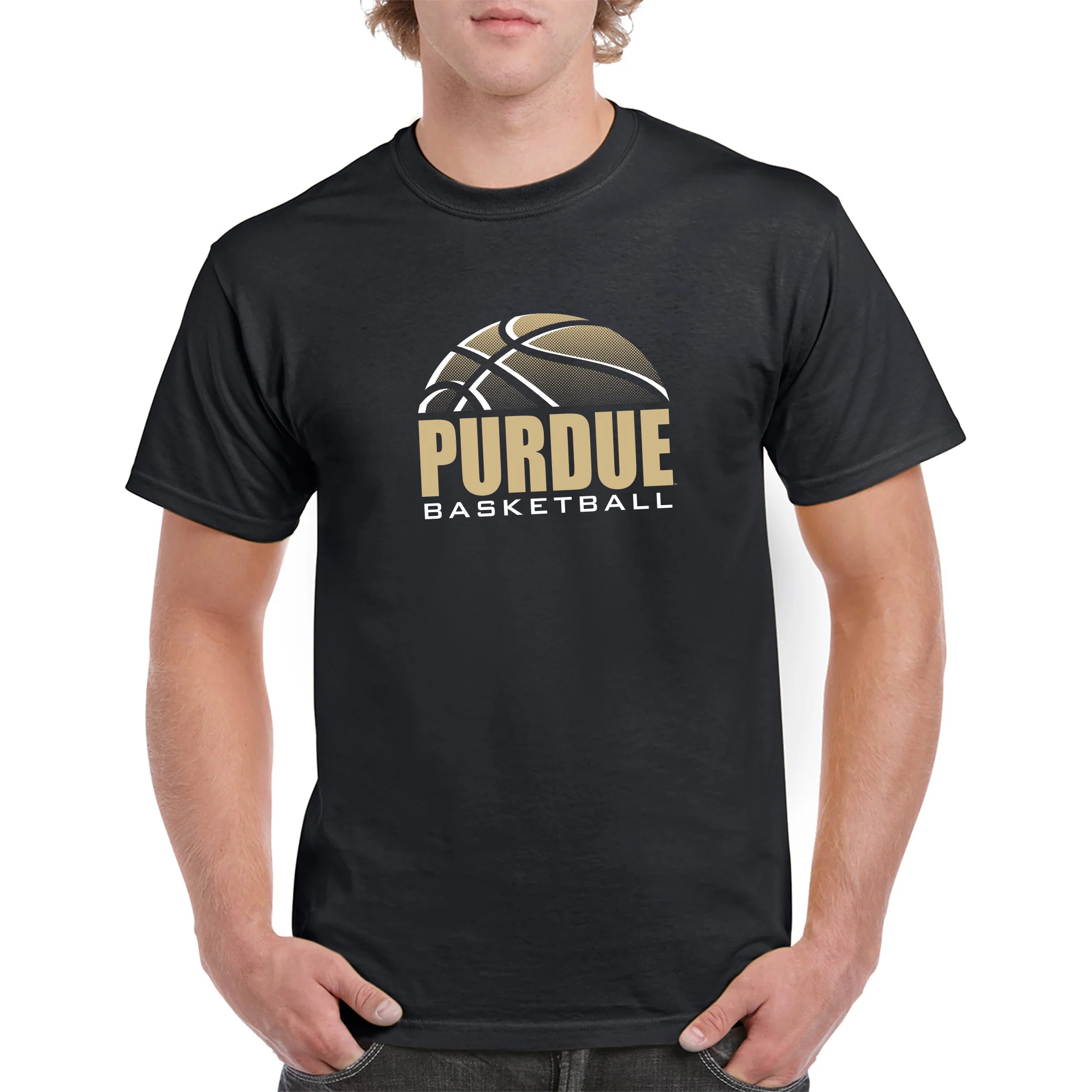 Purdue University Boilermakers Basketball Shadow Short Sleeve T Shirt - Black - Image 3