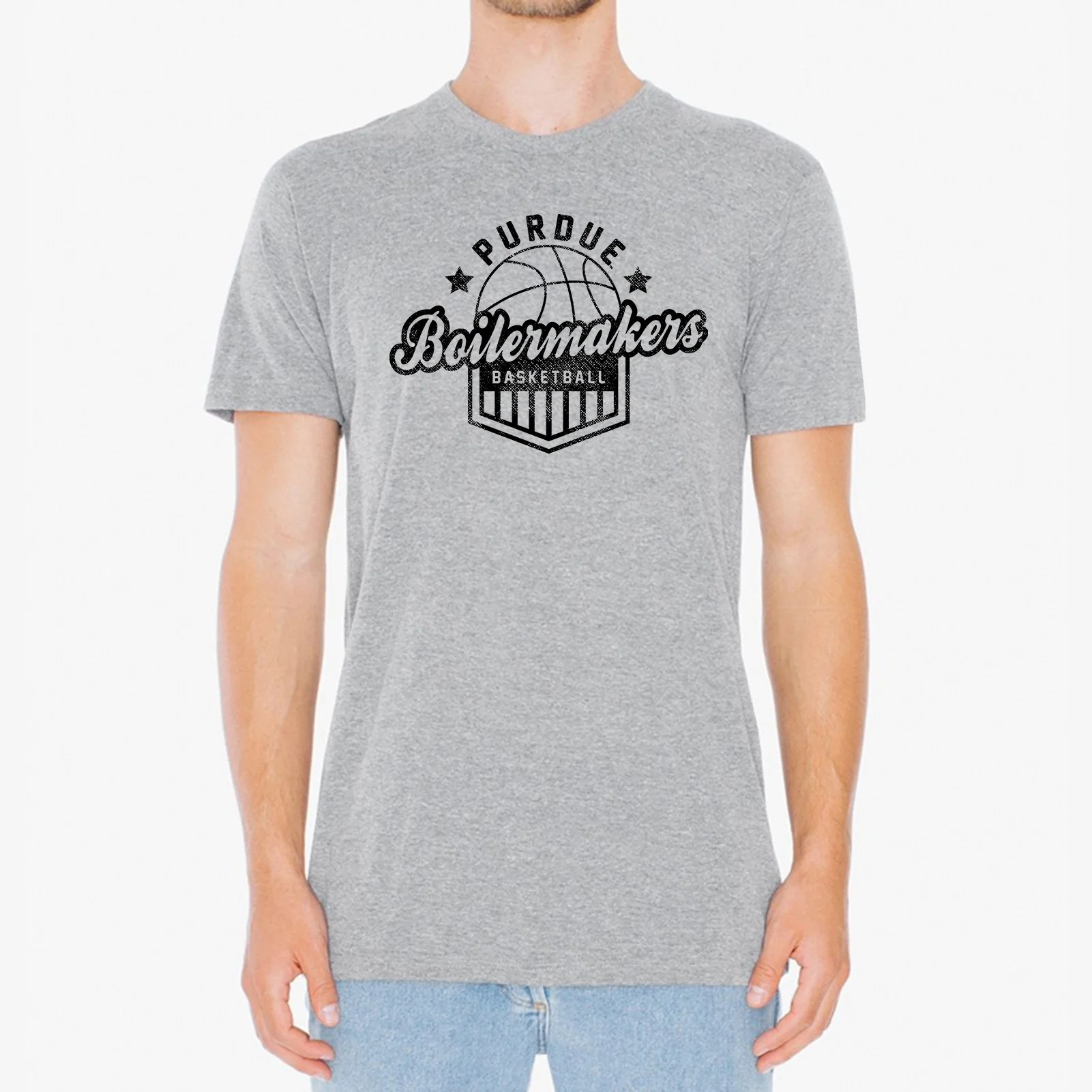 Purdue University Boilermakers Basketball Shield Short Sleeve T-Shirt - Sport Grey - Image 3