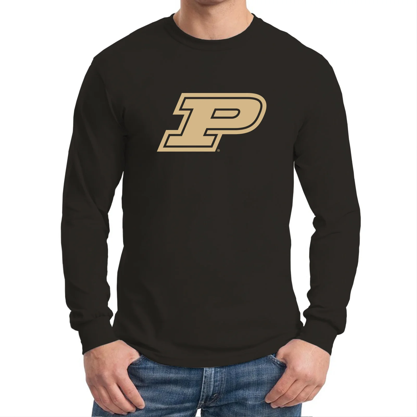 Purdue University Boilermakers Primary Logo Long Sleeve T Shirt - Black - Image 3