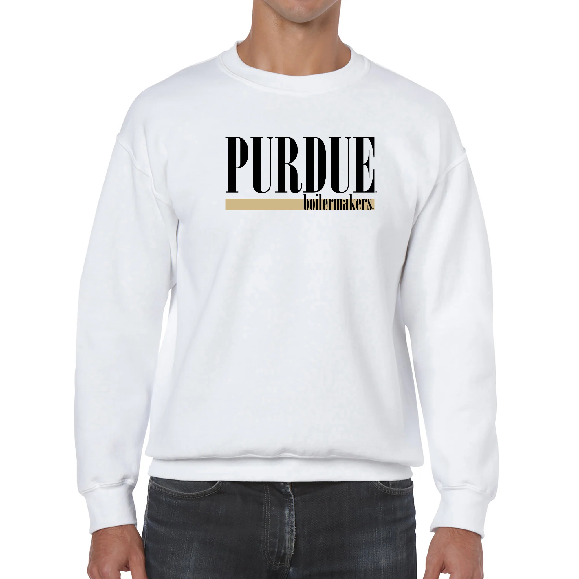 Purdue University Boilermakers Boldline Basic Cotton Crewneck Sweatshirt - White - Image 3