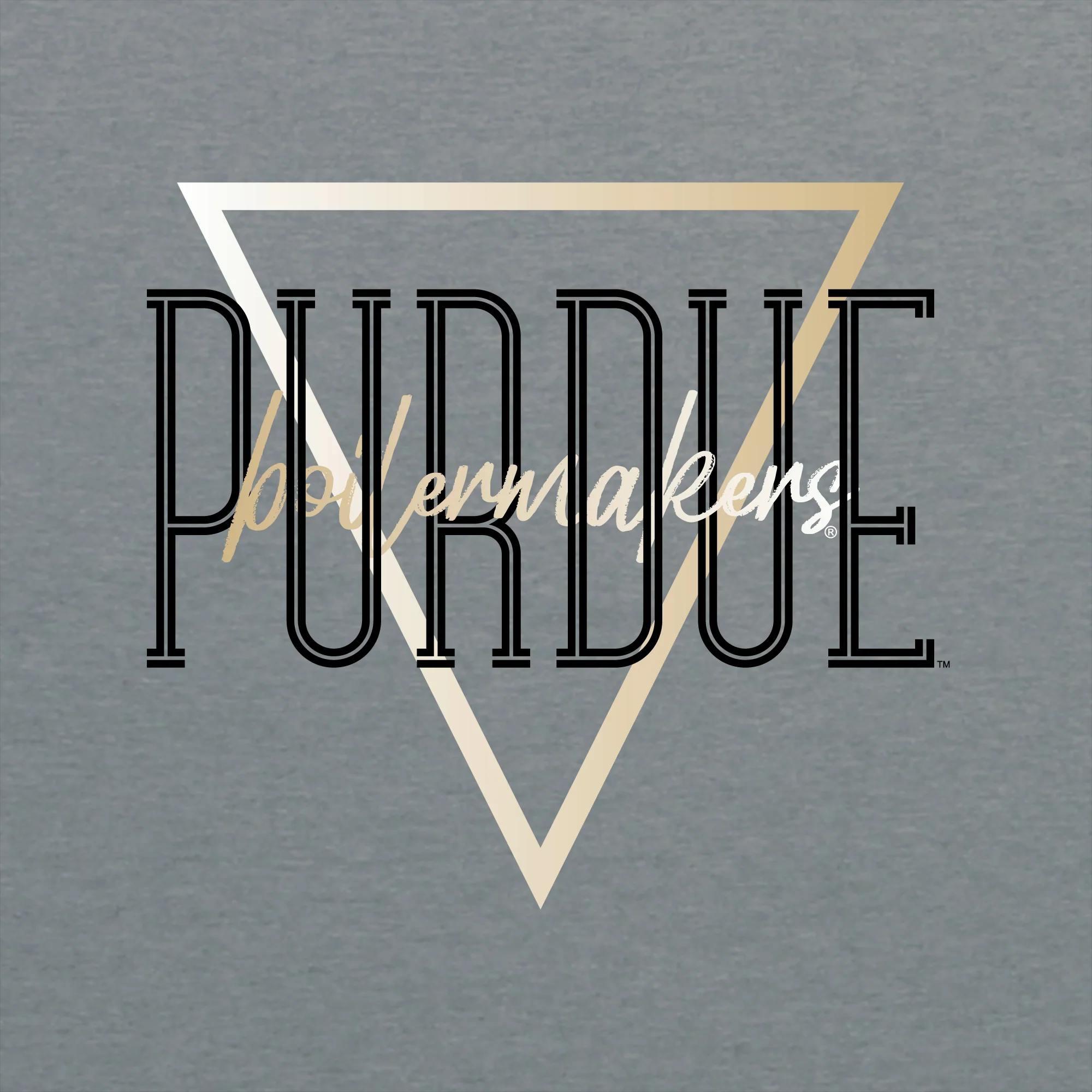 Purdue University Boilermakers Gradient Triangle Basic Cotton Short Sleeve T Shirt - Graphite Heather - Image 2