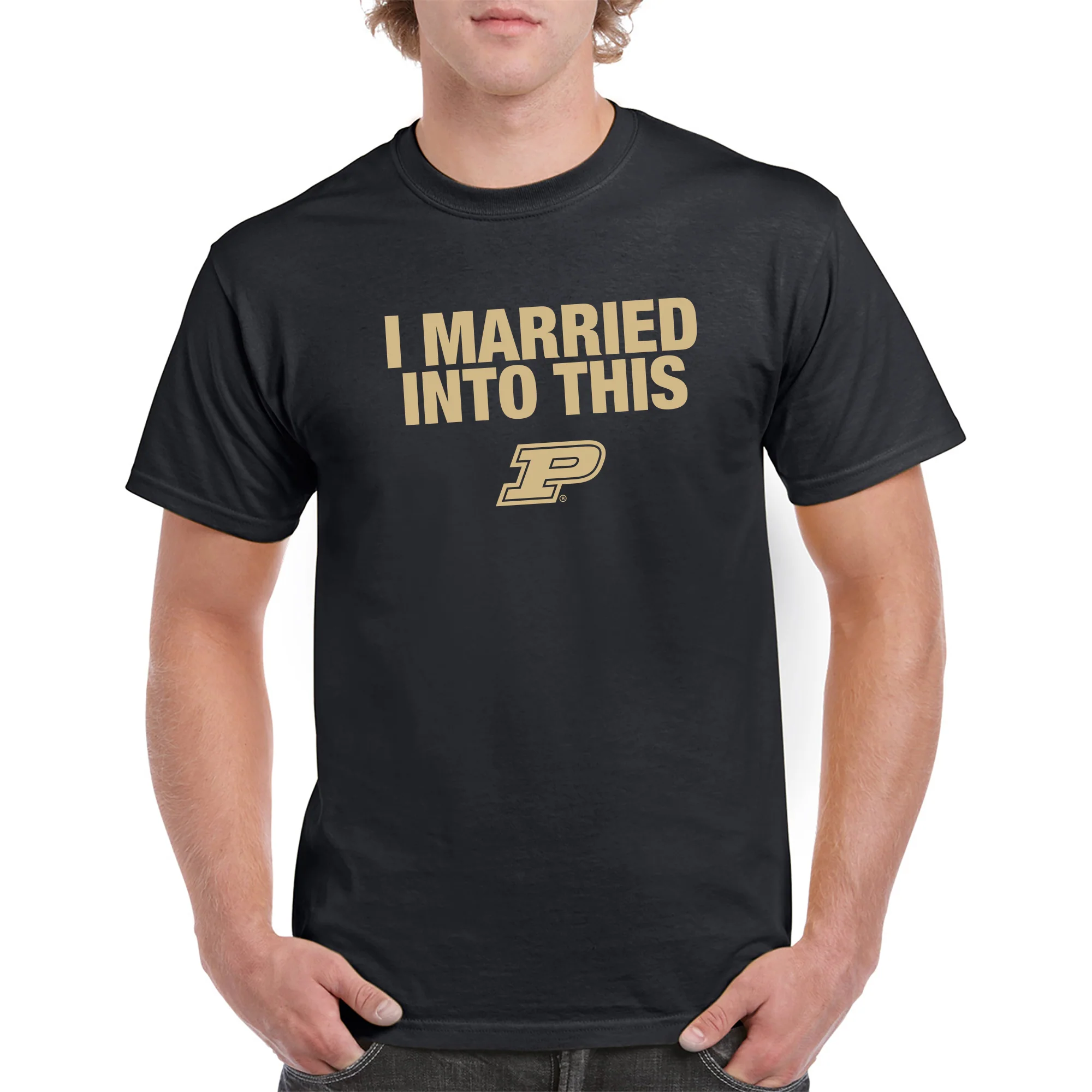 Purdue University Boilermakers I Married Into This Short Sleeve T-Shirt - Black - Image 3