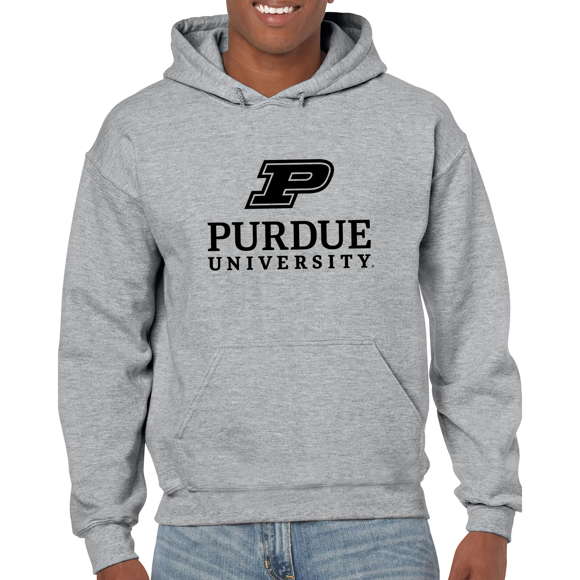 Purdue University Boilermakers Institutional Logo Cotton Hoodie - Sport Grey - Image 3