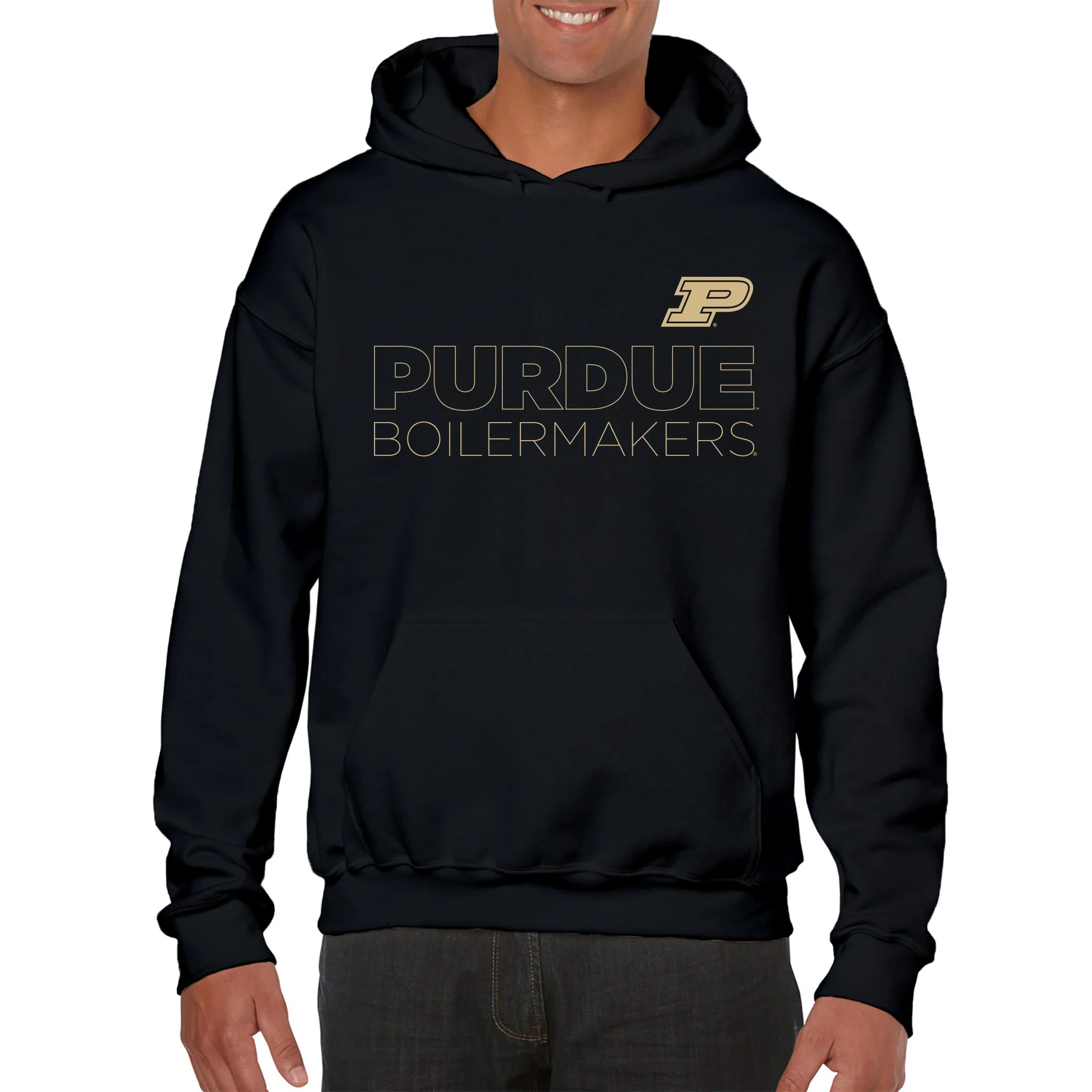 Purdue University Boilermakers Modern Outline Hoodie - Black - Image 3
