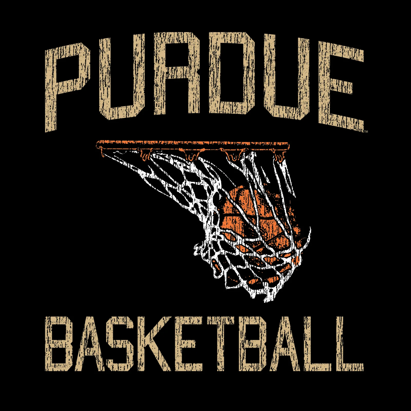 Purdue University Boilermakers Retro Faded Basketball Short Sleeve T Shirt - Black - Image 2