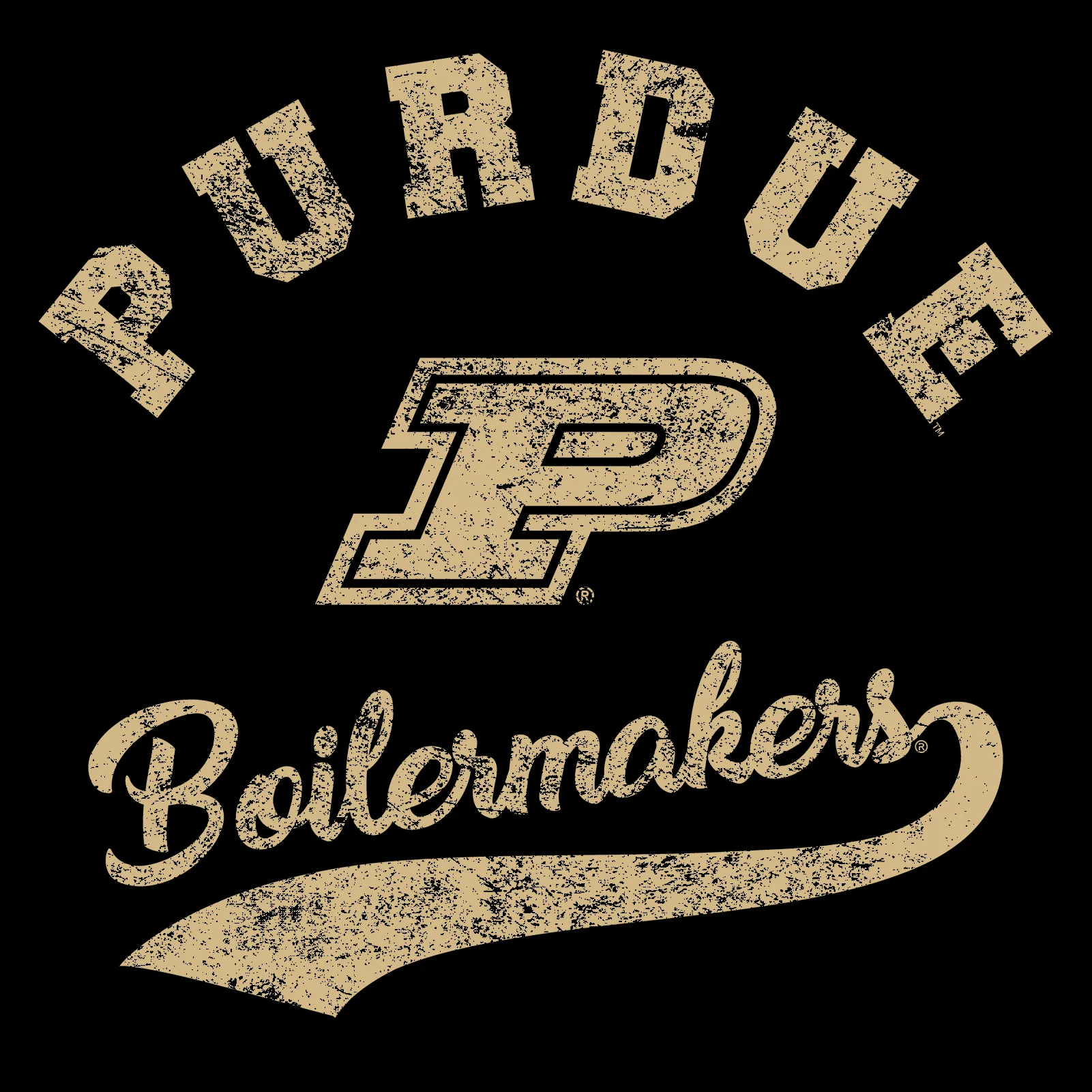 Purdue University Boilermakers Retro Script NLA T Shirt - Black - Image 2
