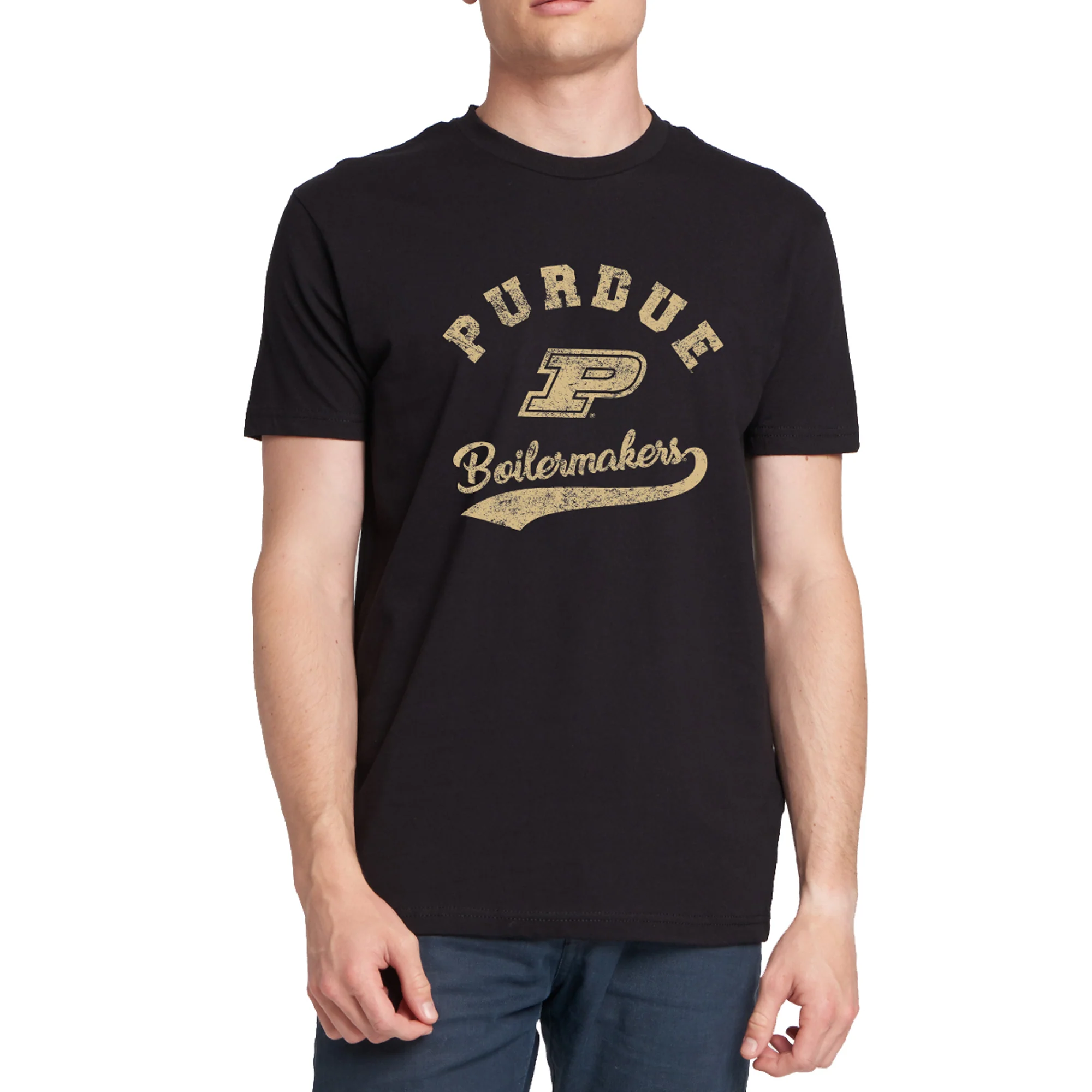 Purdue University Boilermakers Retro Script NLA T Shirt - Black - Image 3