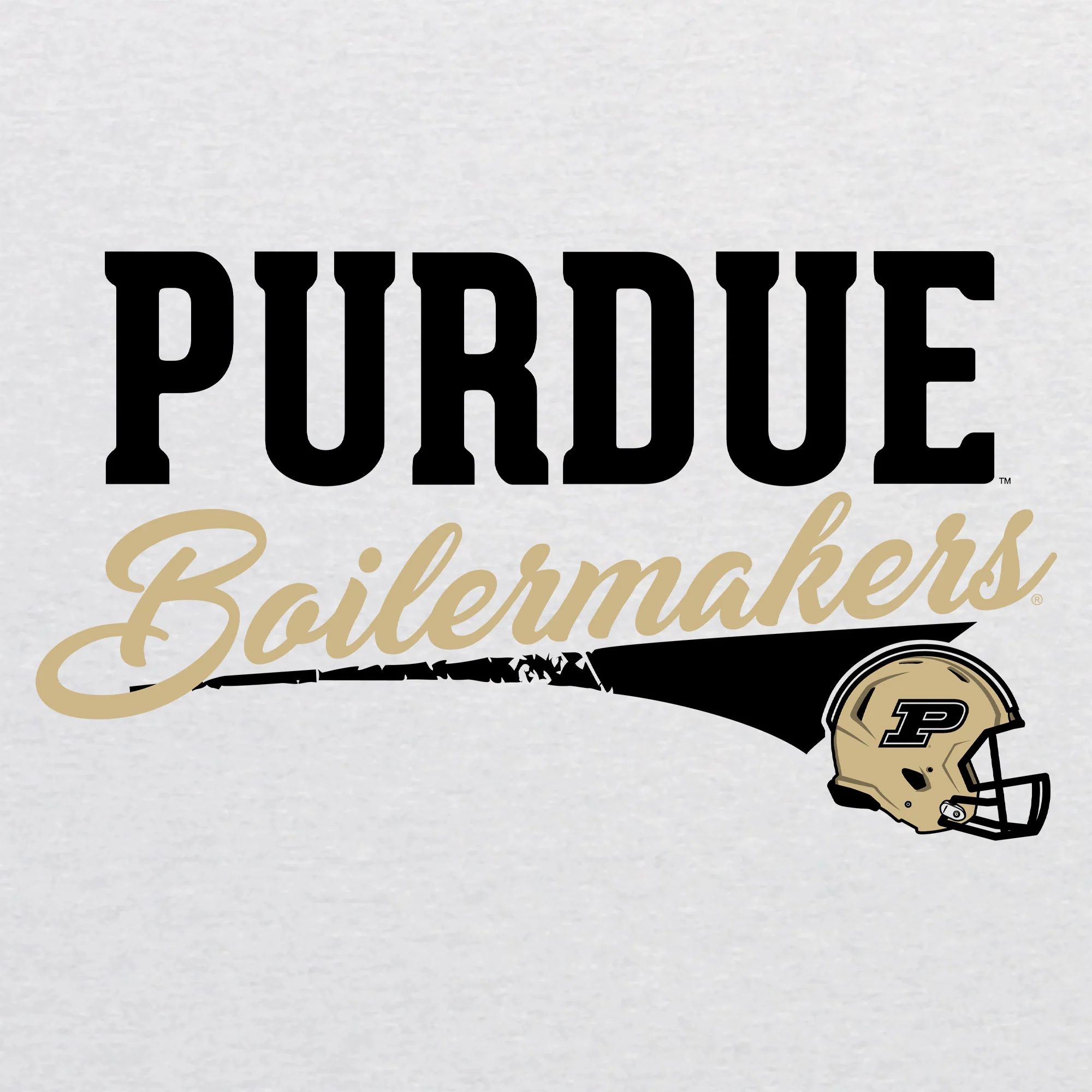 Purdue Varsity Script Helmet Raglan - Heather White/Vintage Black - Image 2
