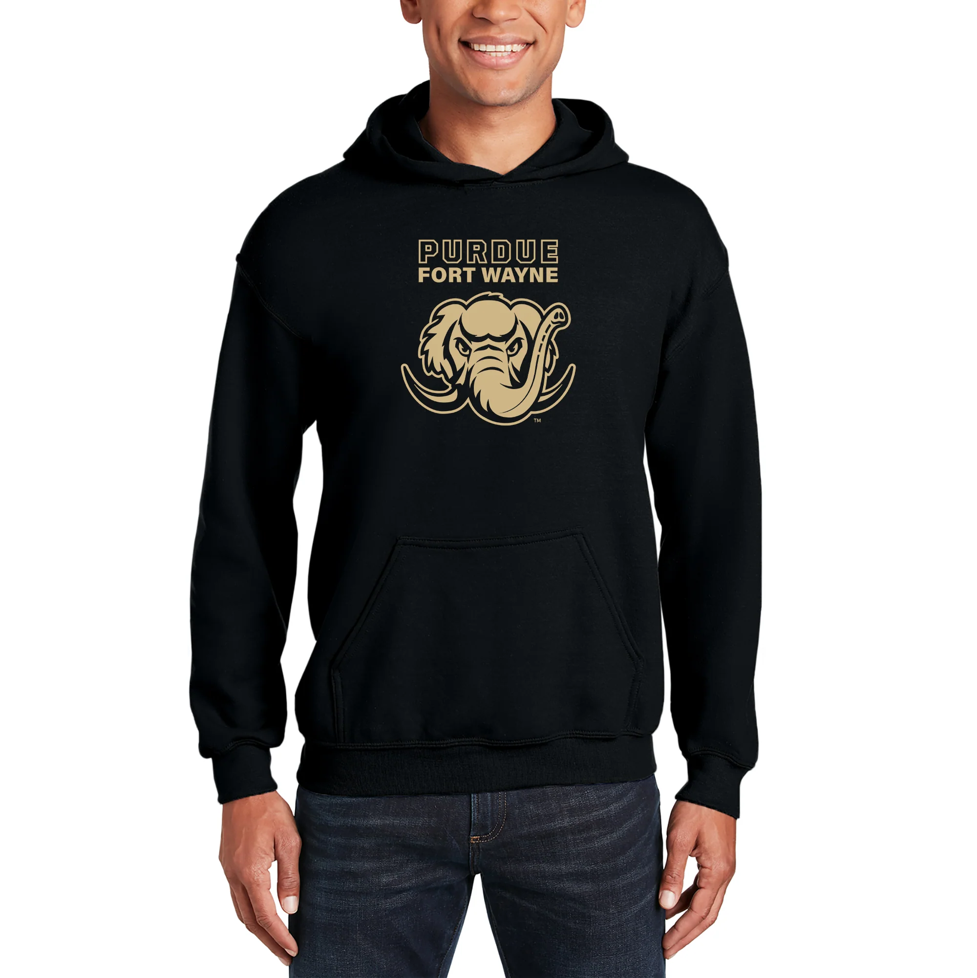 Purdue University Fort Wayne Mastodons Primary Logo Hoodie - Black - Image 3