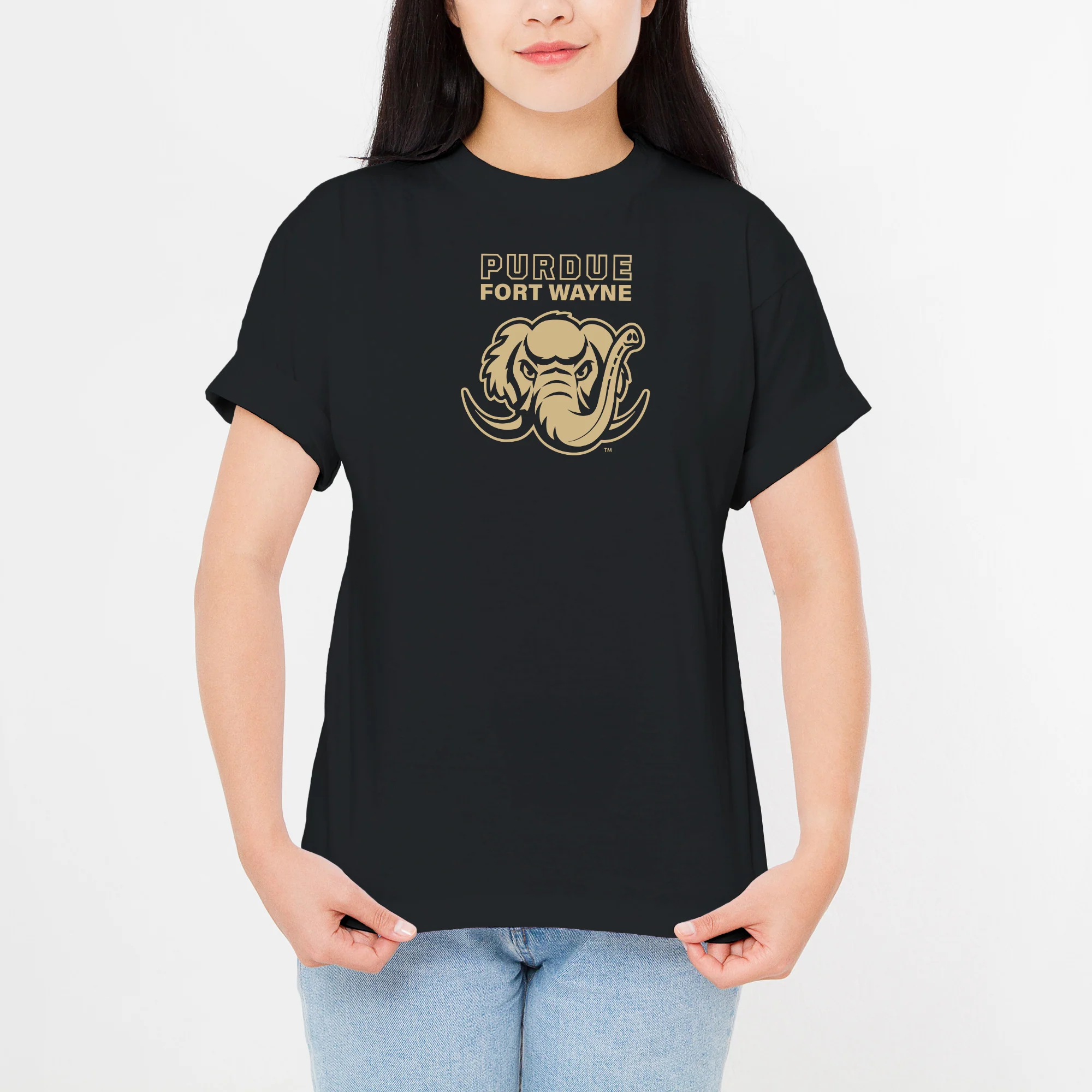 Purdue University Fort Wayne Mastodons Primary Logo Short Sleeve T Shirt - Black - Image 4