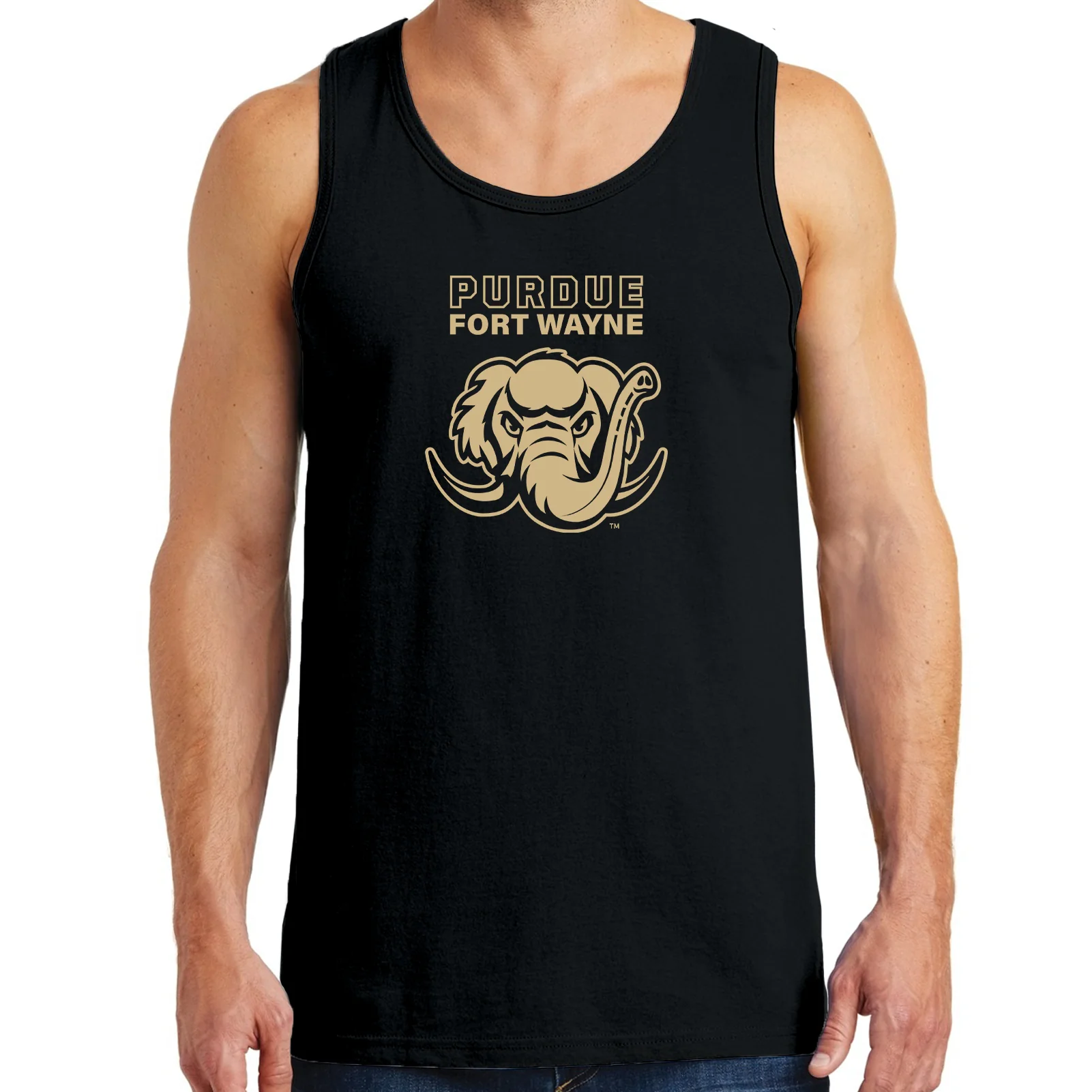Purdue University Fort Wayne Mastodons Primary Logo Tank Top - Black - Image 3