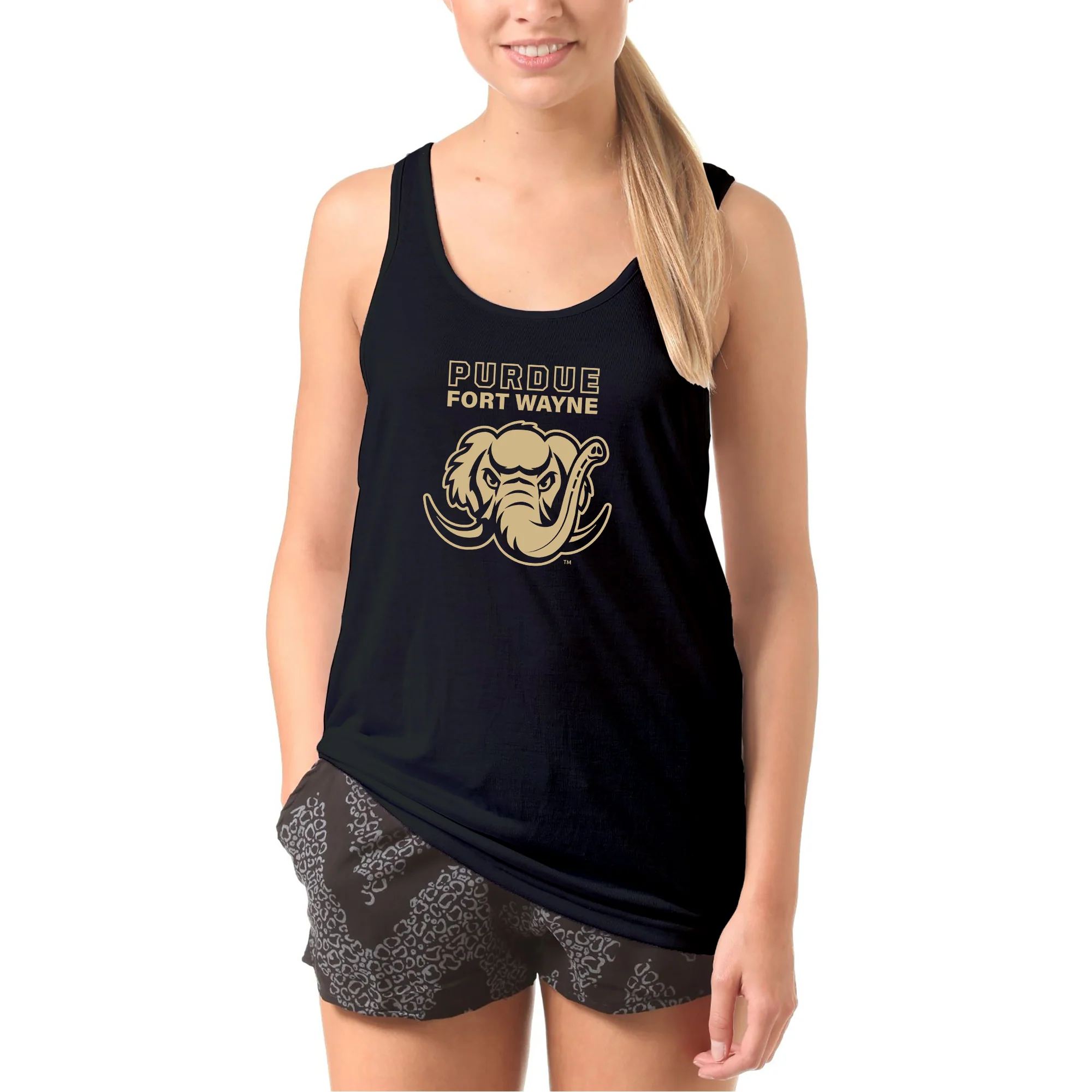 Purdue University Fort Wayne Mastodons Primary Logo Tank Top - Black - Image 4