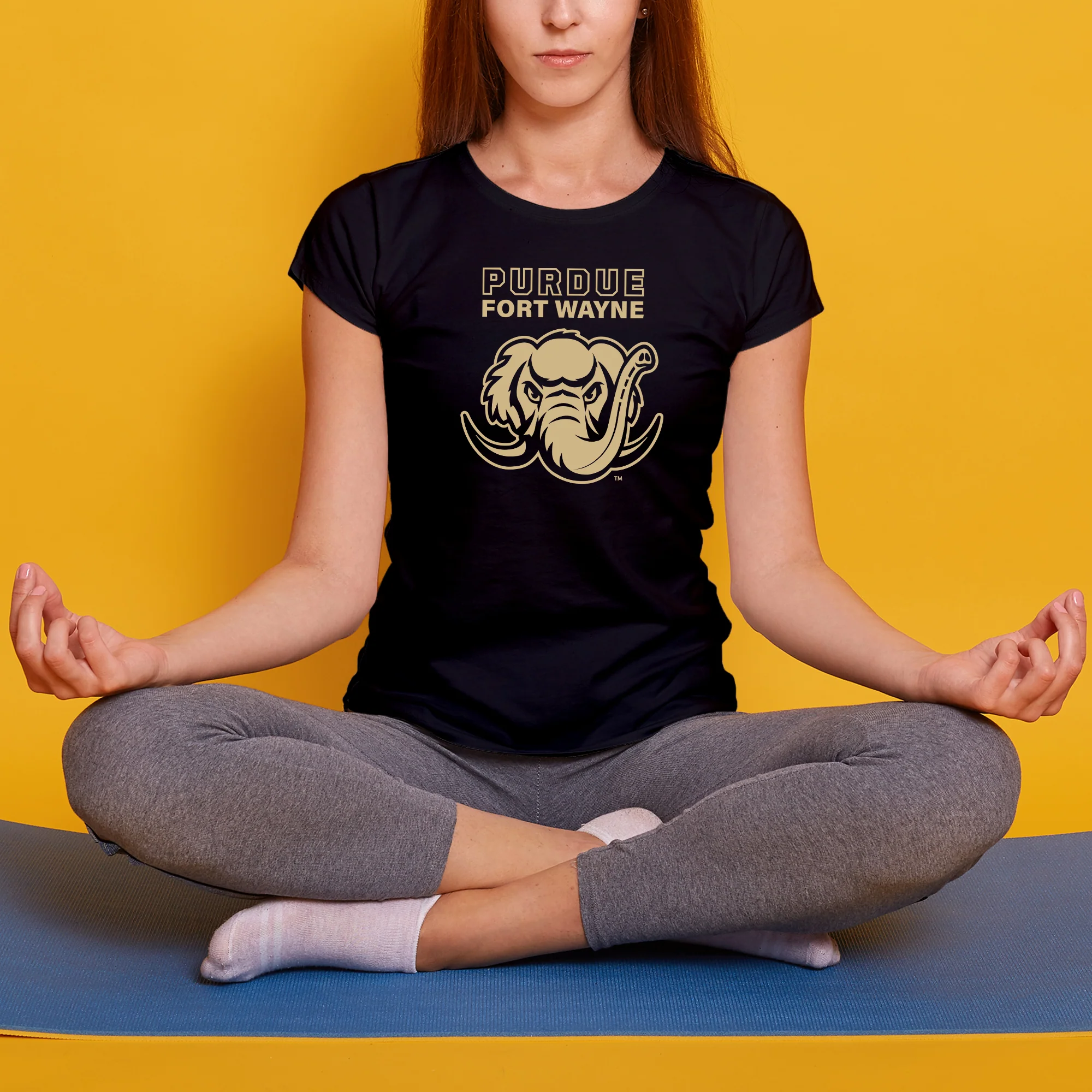 Purdue University Fort Wayne Mastodons Primary Logo Womens Short Sleeve T Shirt - Black - Image 4