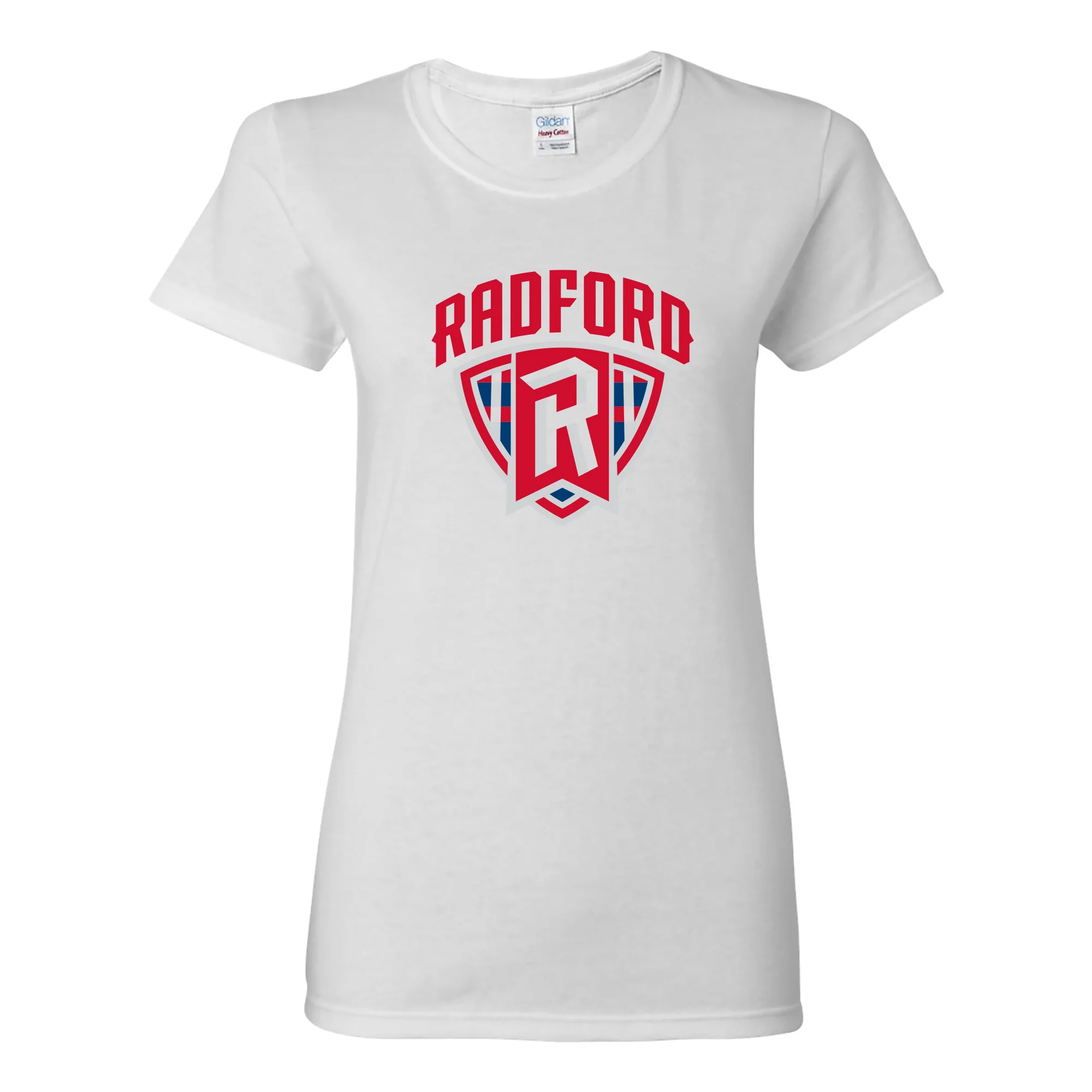 Radford University Highlanders Arch Logo Basic Cotton Short Sleeve Womens T Shirt - White