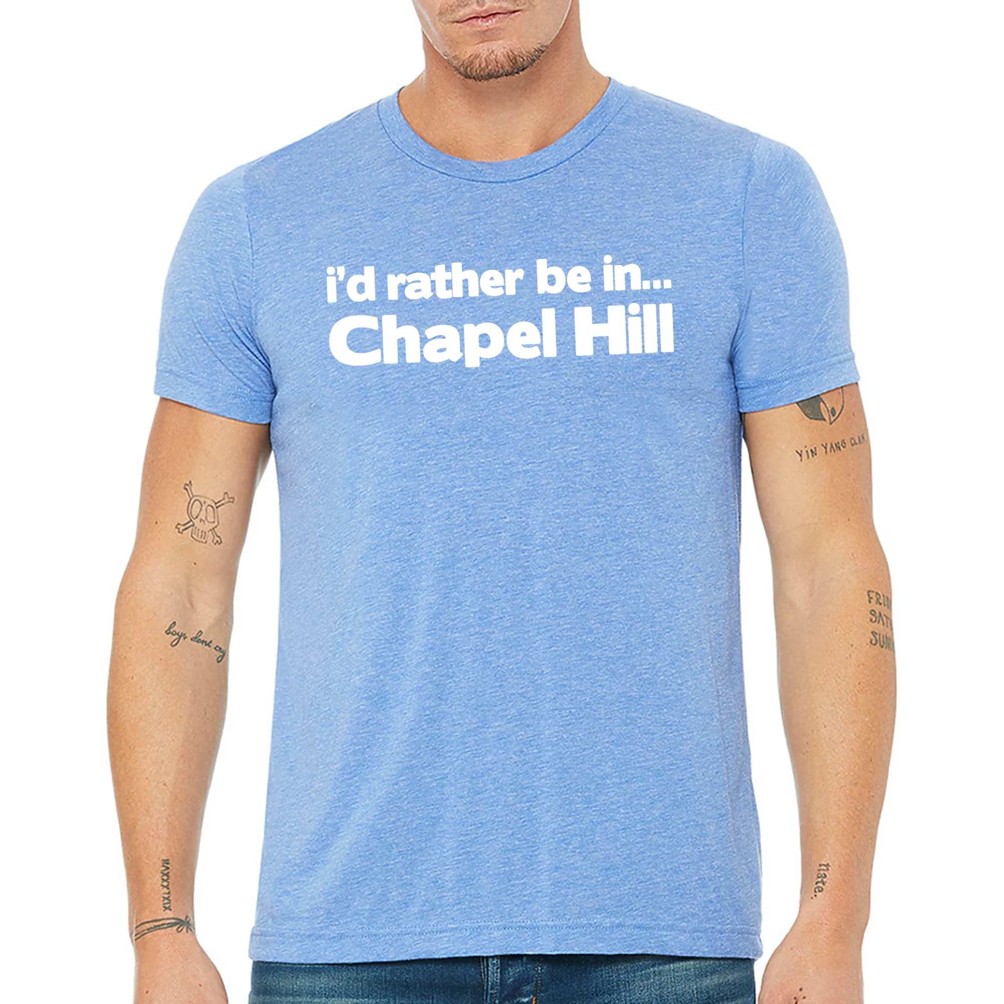 Rather Be In Chapel Hill Canvas Triblend T-Shirt - Blue Triblend - Image 3