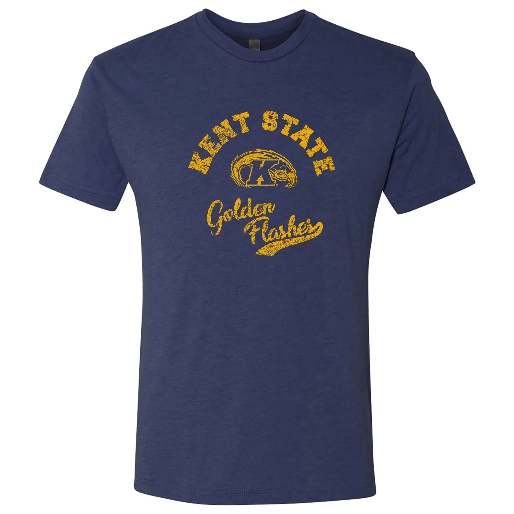 Kent State University Golden Flashes Retro Script Short Sleeve Triblend T Shirt - Vintage Navy