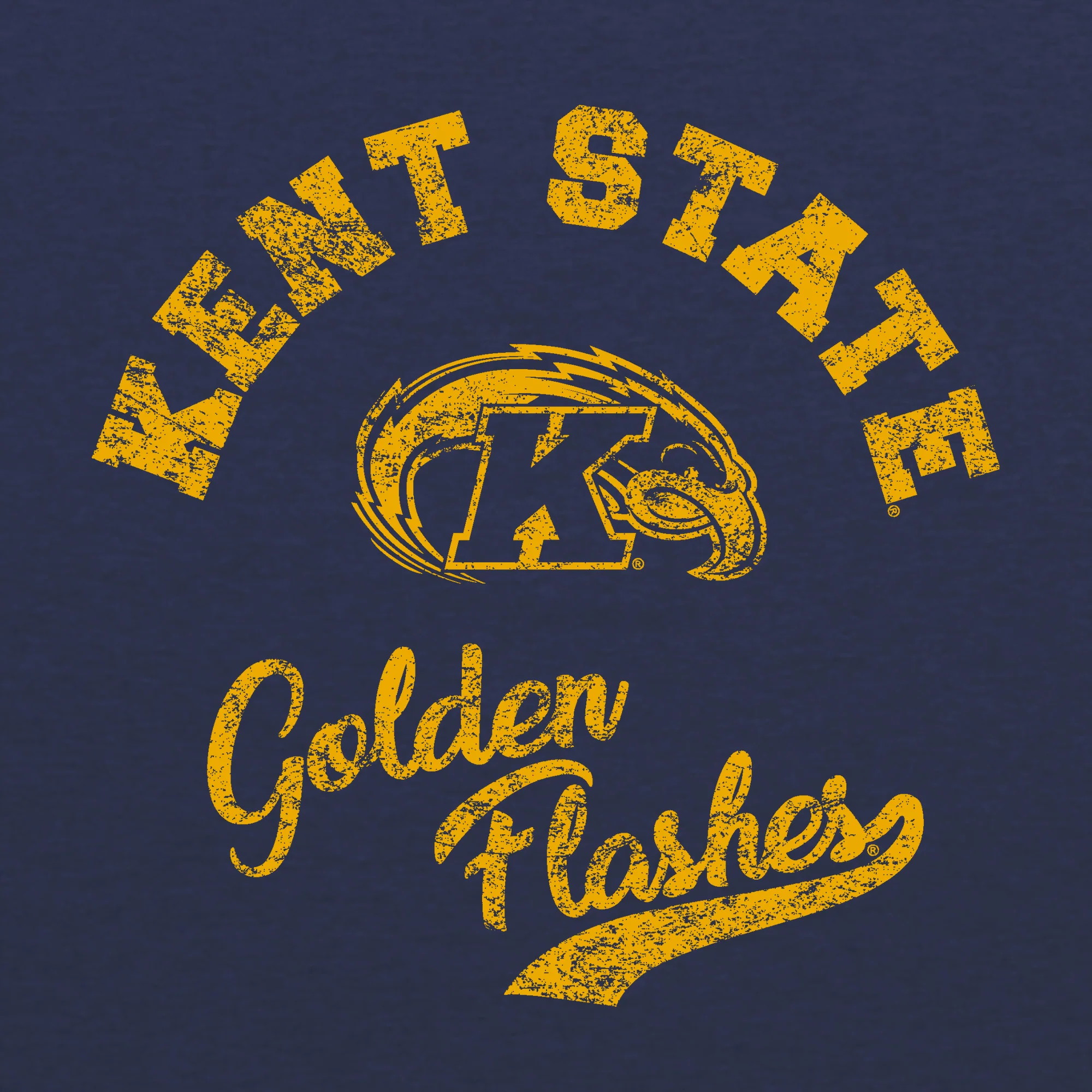 Kent State University Golden Flashes Retro Script Short Sleeve Triblend T Shirt - Vintage Navy - Image 2