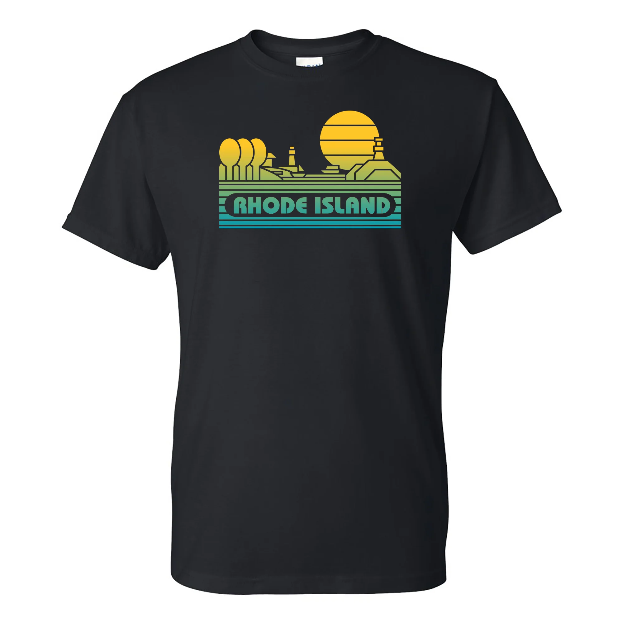 Rhode Island Groovy Sunset T-Shirt - Black