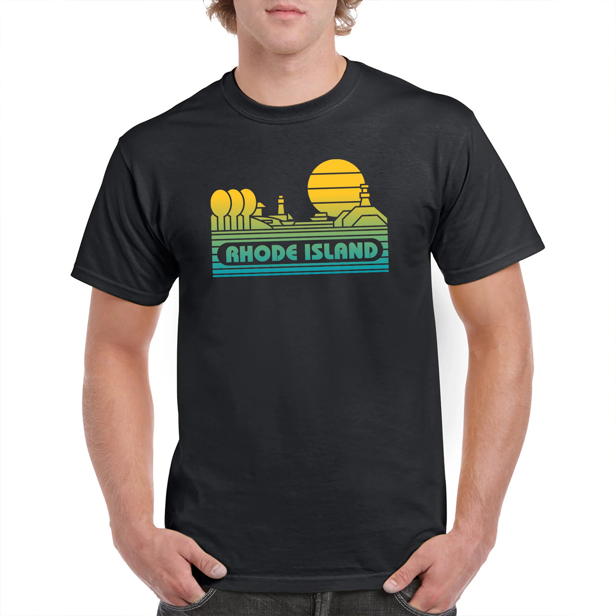 Rhode Island Groovy Sunset T-Shirt - Black - Image 3