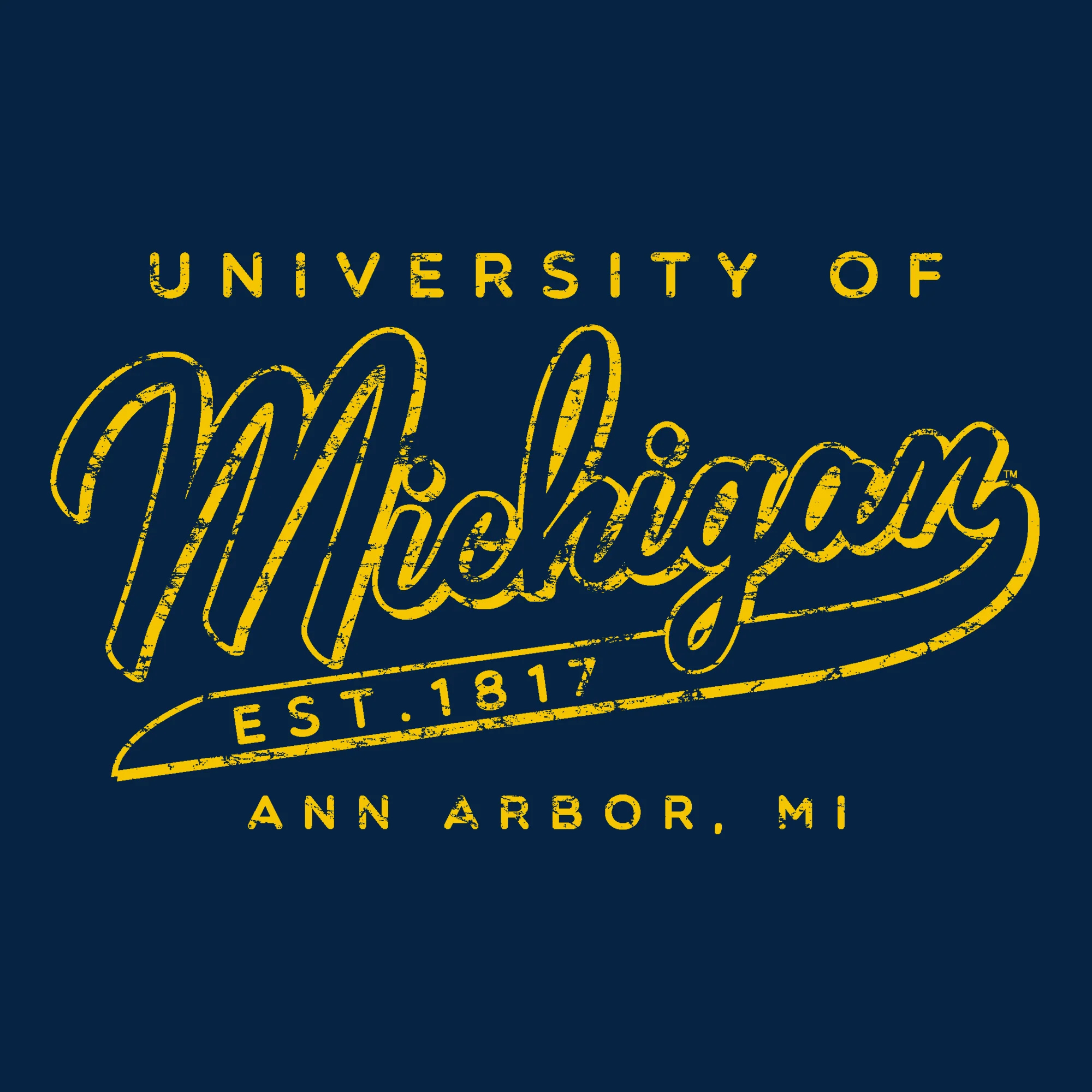 University of Michigan Road Trip Script Heavy Blend Hoodie - Navy - Image 2