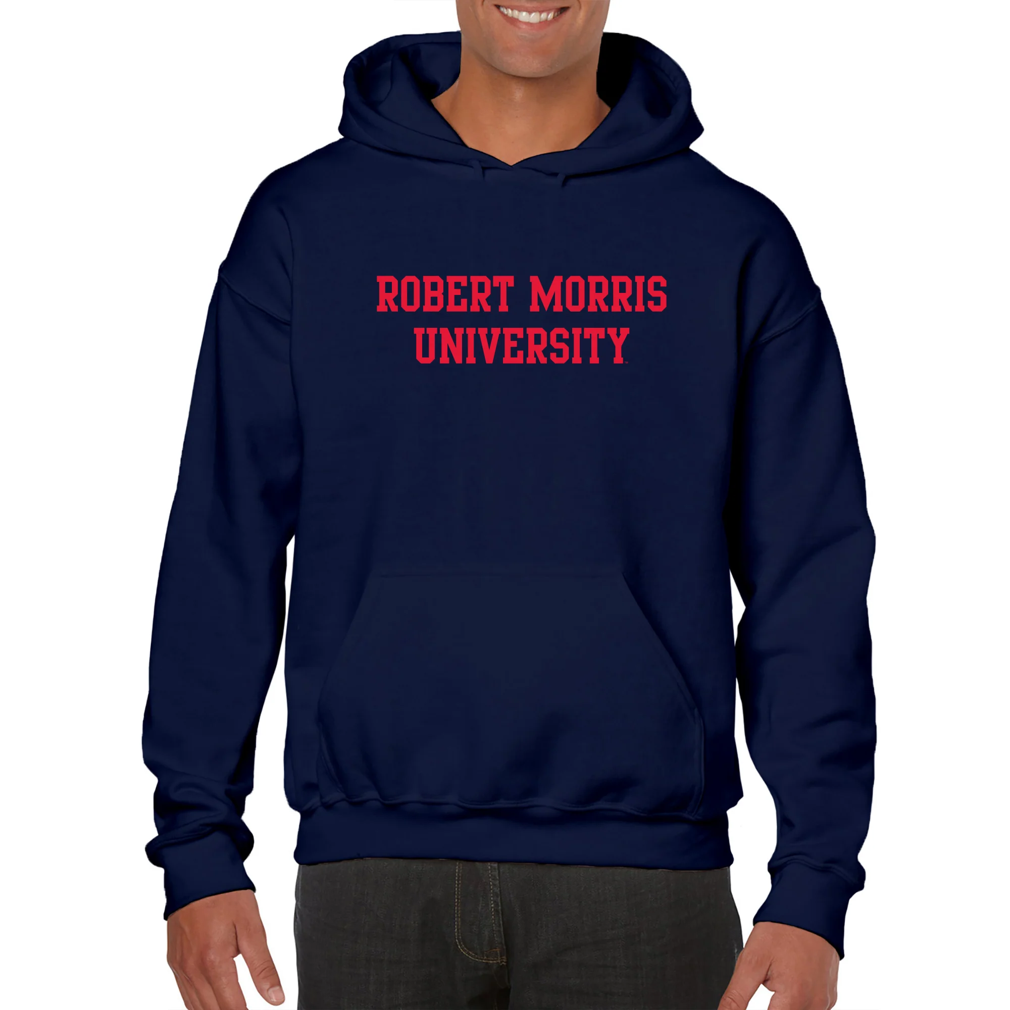 Robert Morris University Colonials Basic Block Hooded Sweatshirt - Navy - Image 3