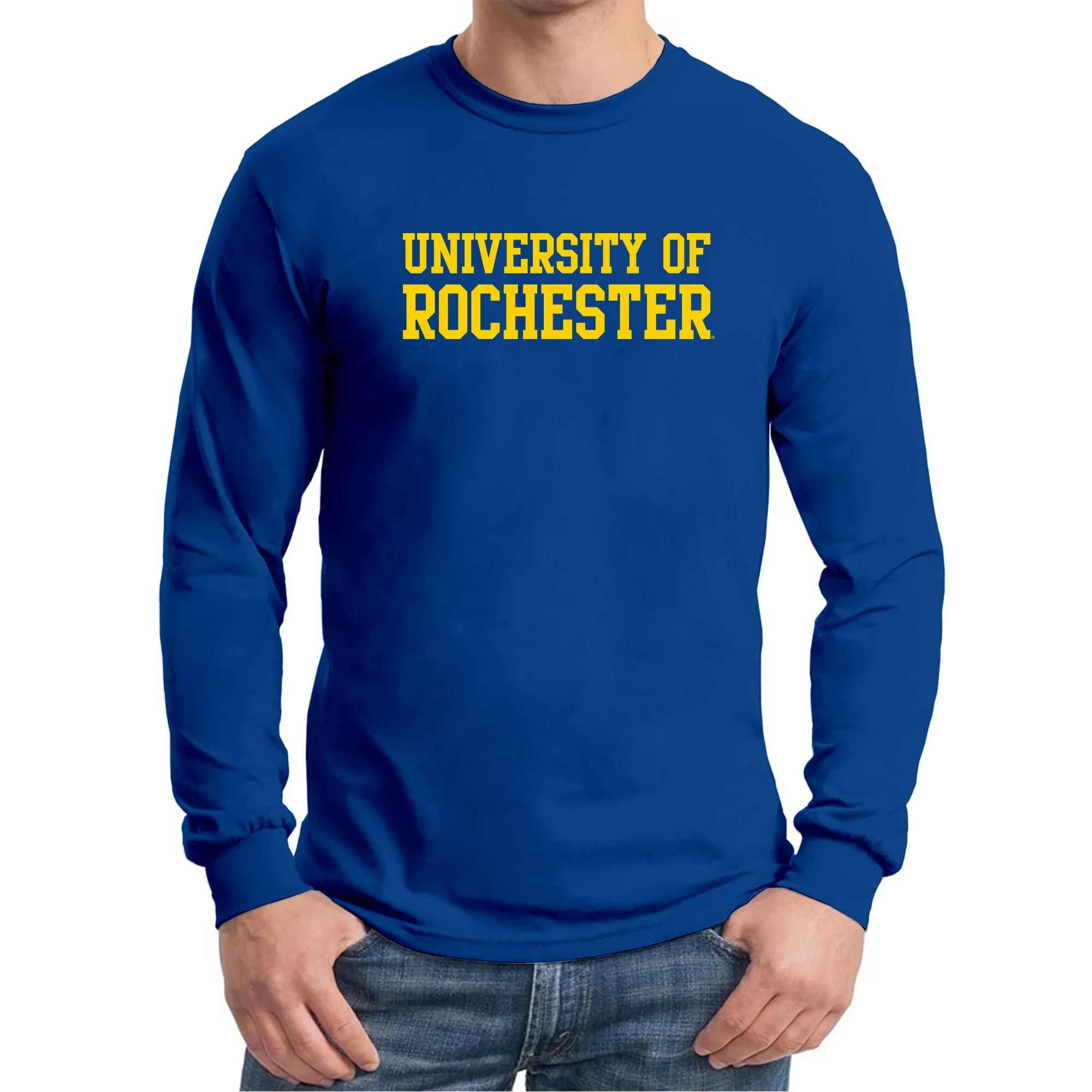 University of Rochester Yellowjackets Basic Block Long Sleeve T-Shirt - Royal - Image 3