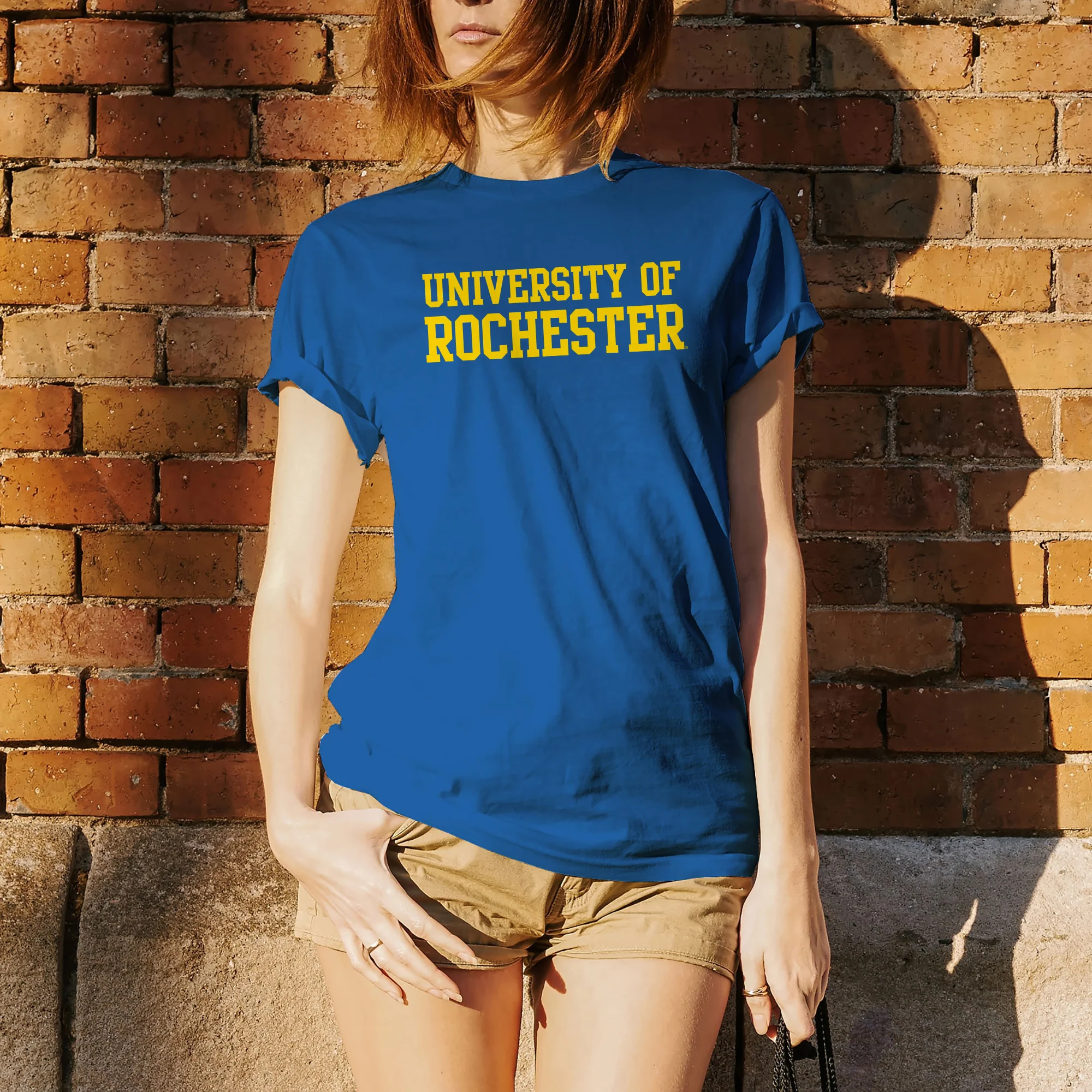 University of Rochester Yellowjackets Basic Block Short Sleeve T Shirt - Royal - Image 4