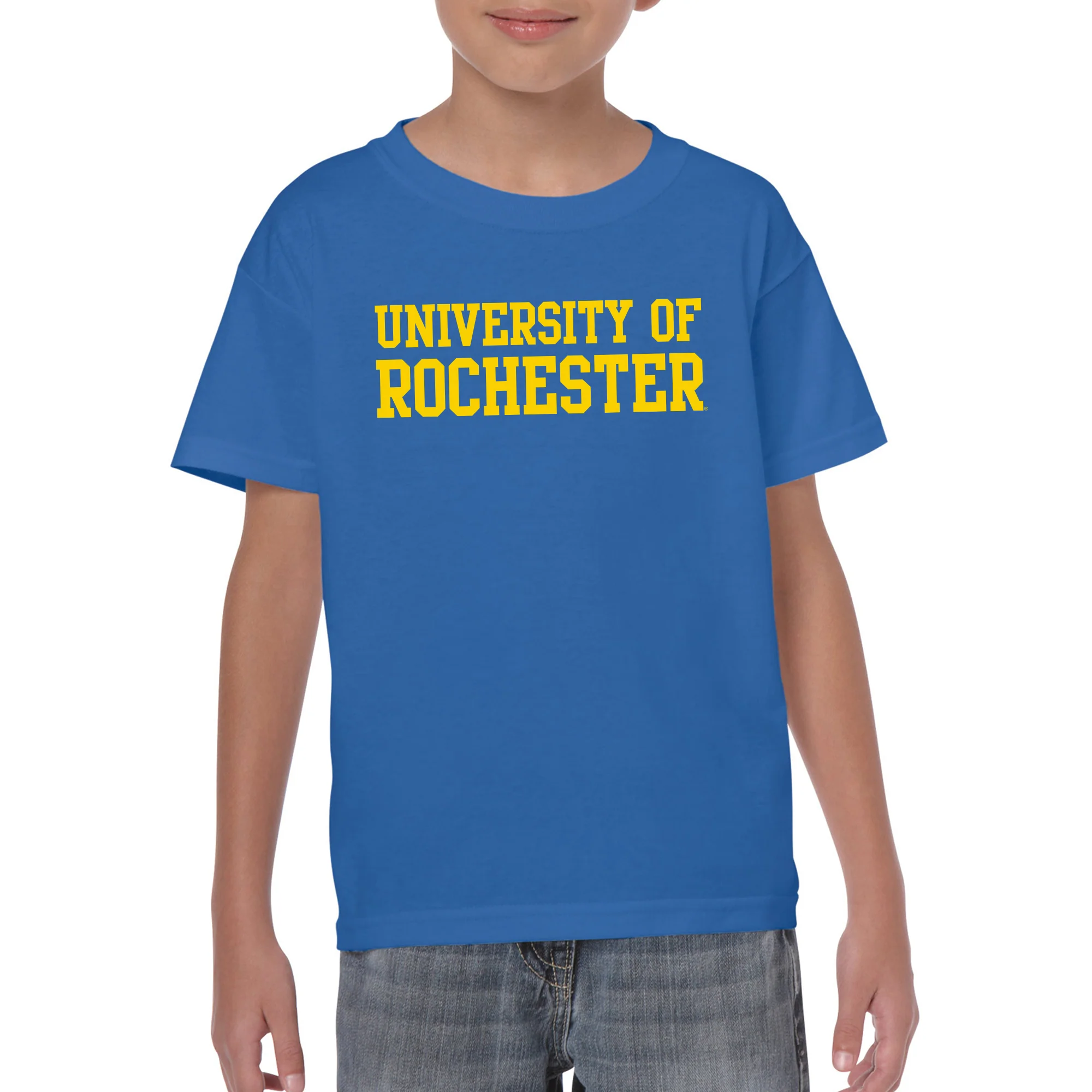 University of Rochester Yellowjackets Basic Block Youth Short Sleeve T Shirt - Royal - Image 3