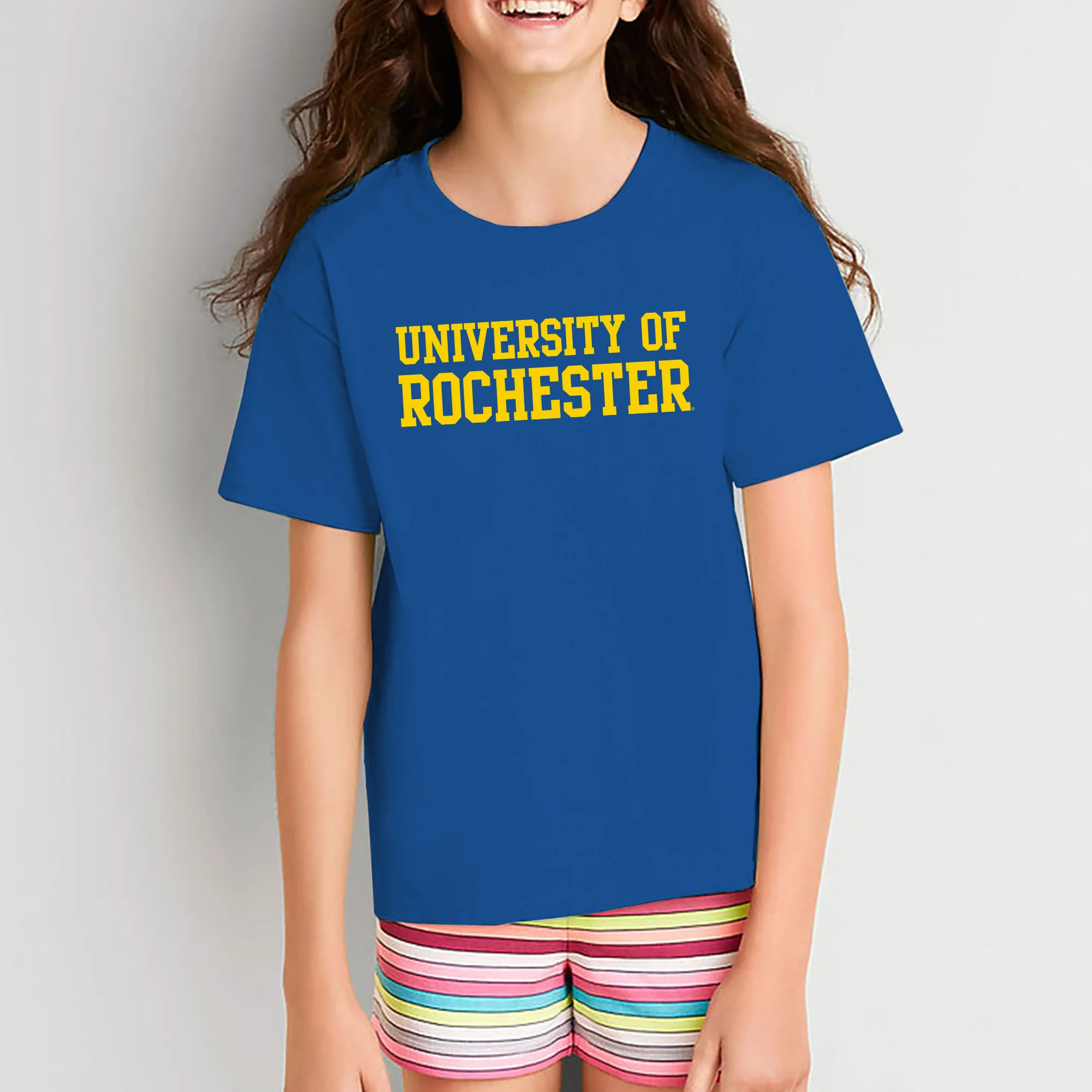 University of Rochester Yellowjackets Basic Block Youth Short Sleeve T Shirt - Royal - Image 4