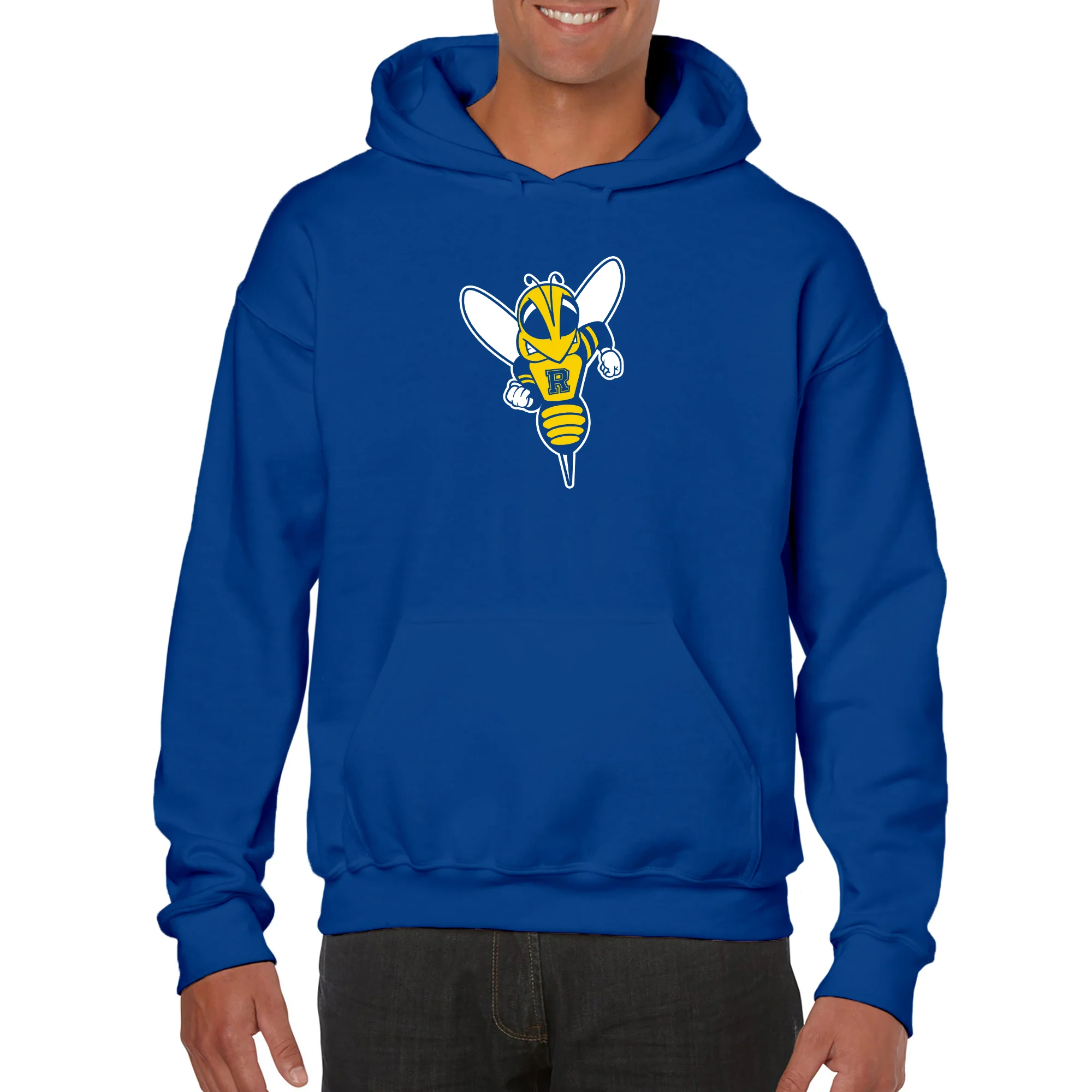 University of Rochester Yellowjackets Primary Logo Heavy Blend Hoodie - Royal - Image 3