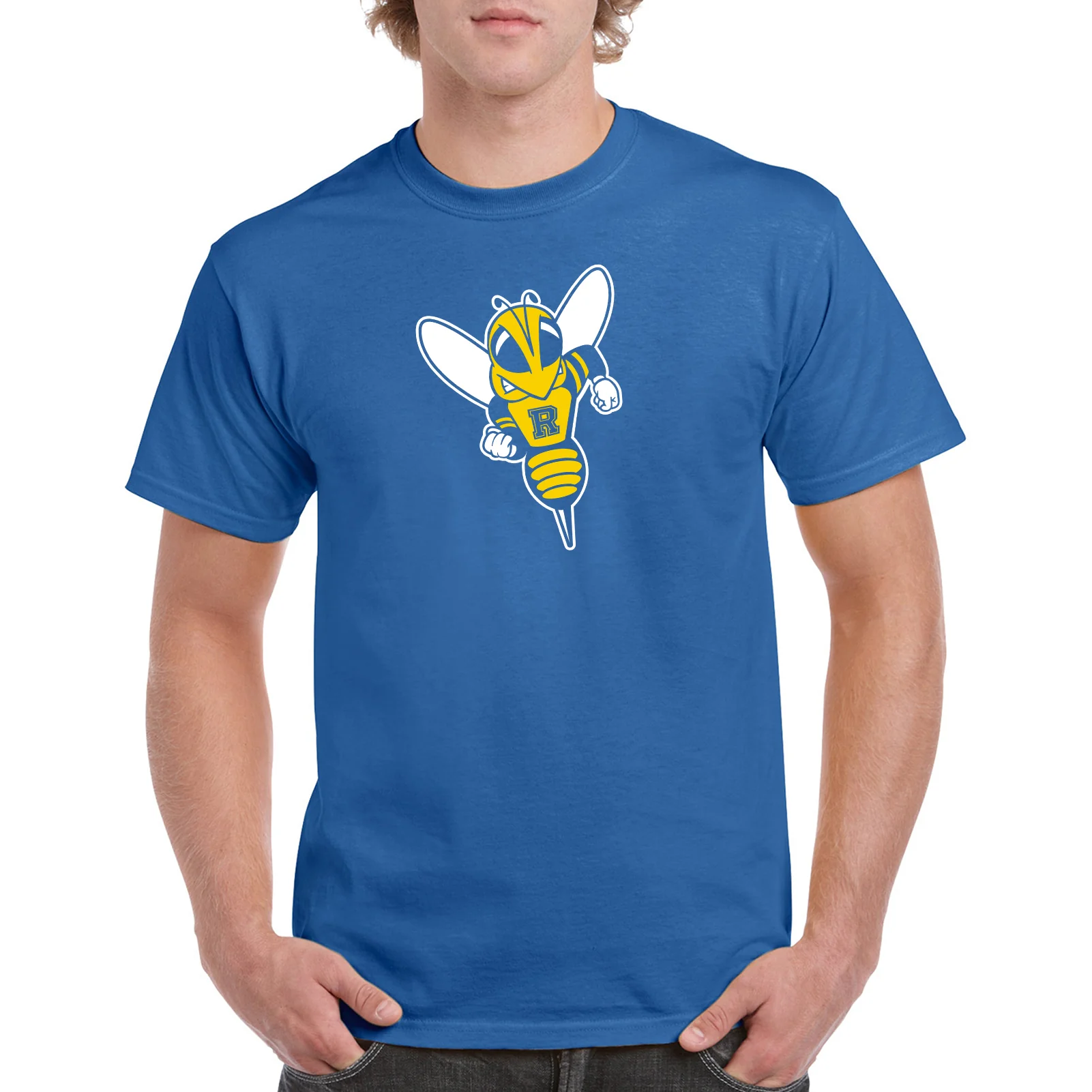 University of Rochester Yellowjackets Primary Logo Short Sleeve T Shirt - Royal - Image 3
