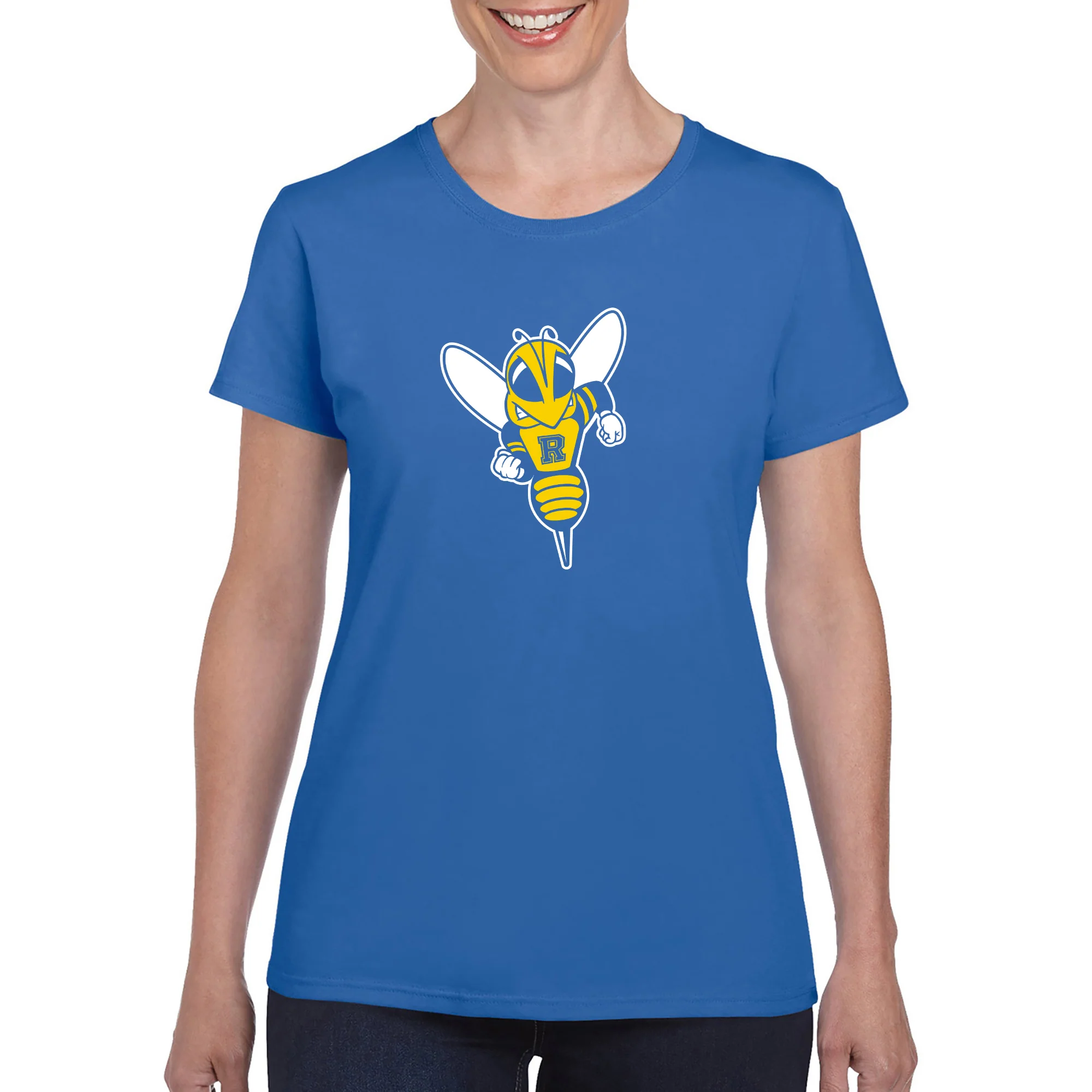 University of Rochester Yellowjackets Primary Logo Womens Short Sleeve T Shirt - Royal - Image 3