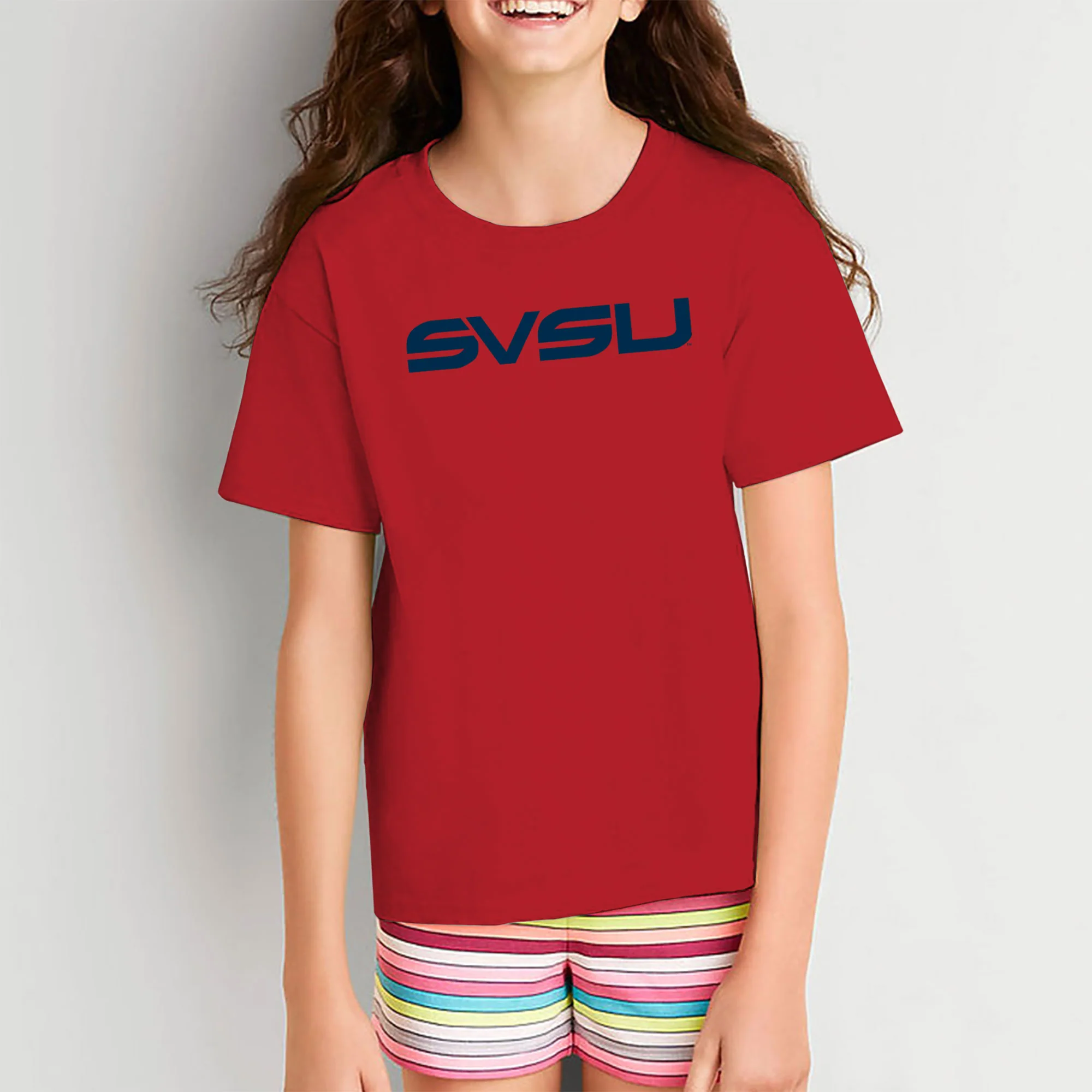 Saginaw Valley State SVSU Cardinals Basic Block Youth T Shirt - Red - Image 4
