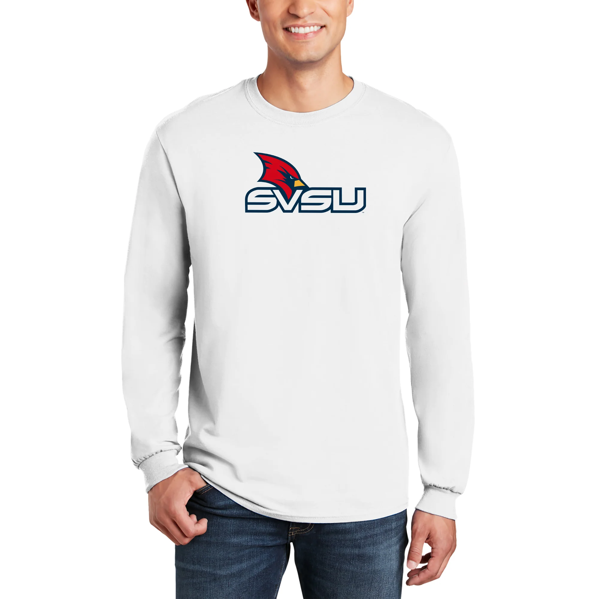Saginaw Valley State SVSU Cardinals Primary Logo Long Sleeve T Shirt - White - Image 3