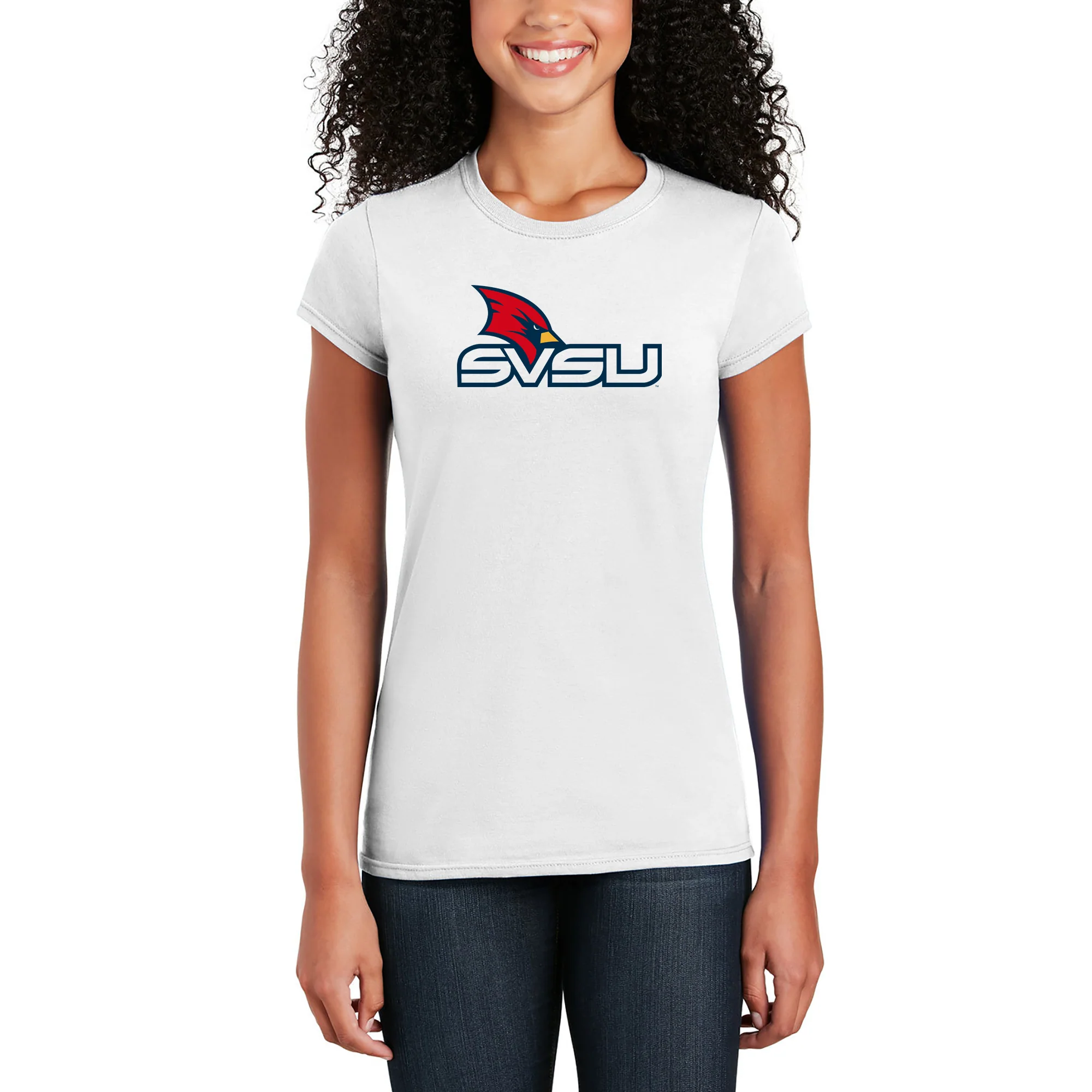 Saginaw Valley State SVSU Cardinals Primary Logo Womens T Shirt - White - Image 4