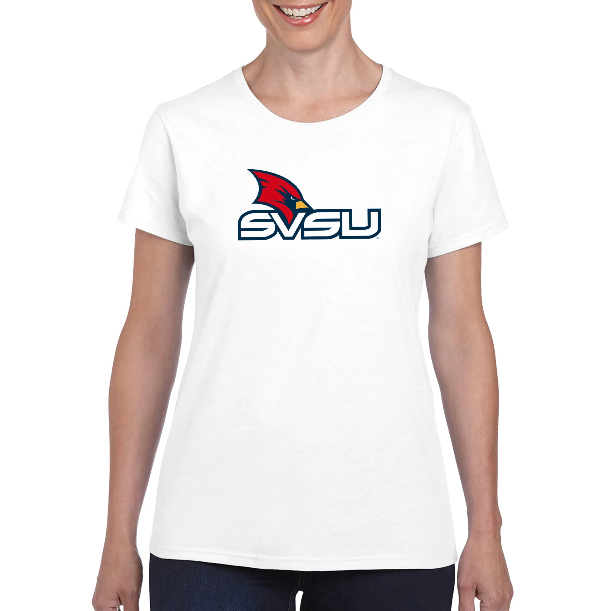 Saginaw Valley State SVSU Cardinals Primary Logo Womens T Shirt - White - Image 5