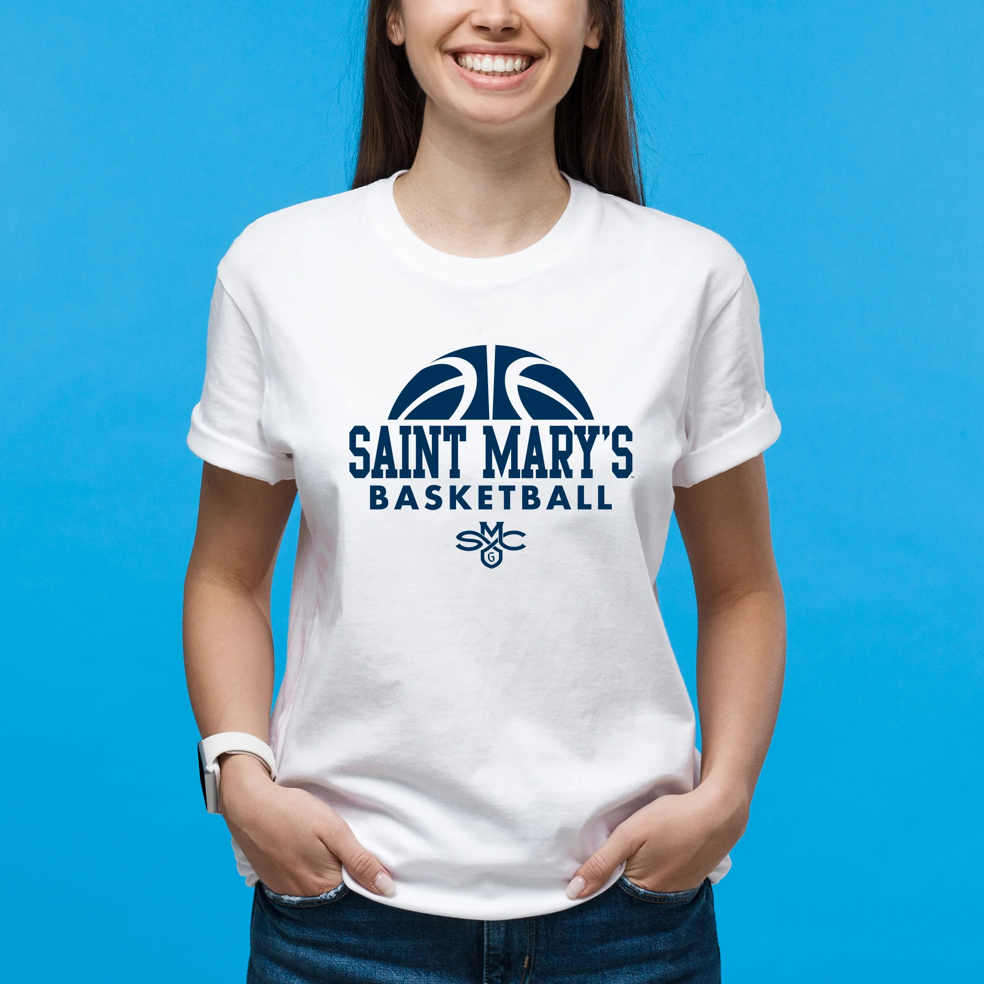 Saint Mary's College Gaels Basketball Hype T Shirt - White - Image 4