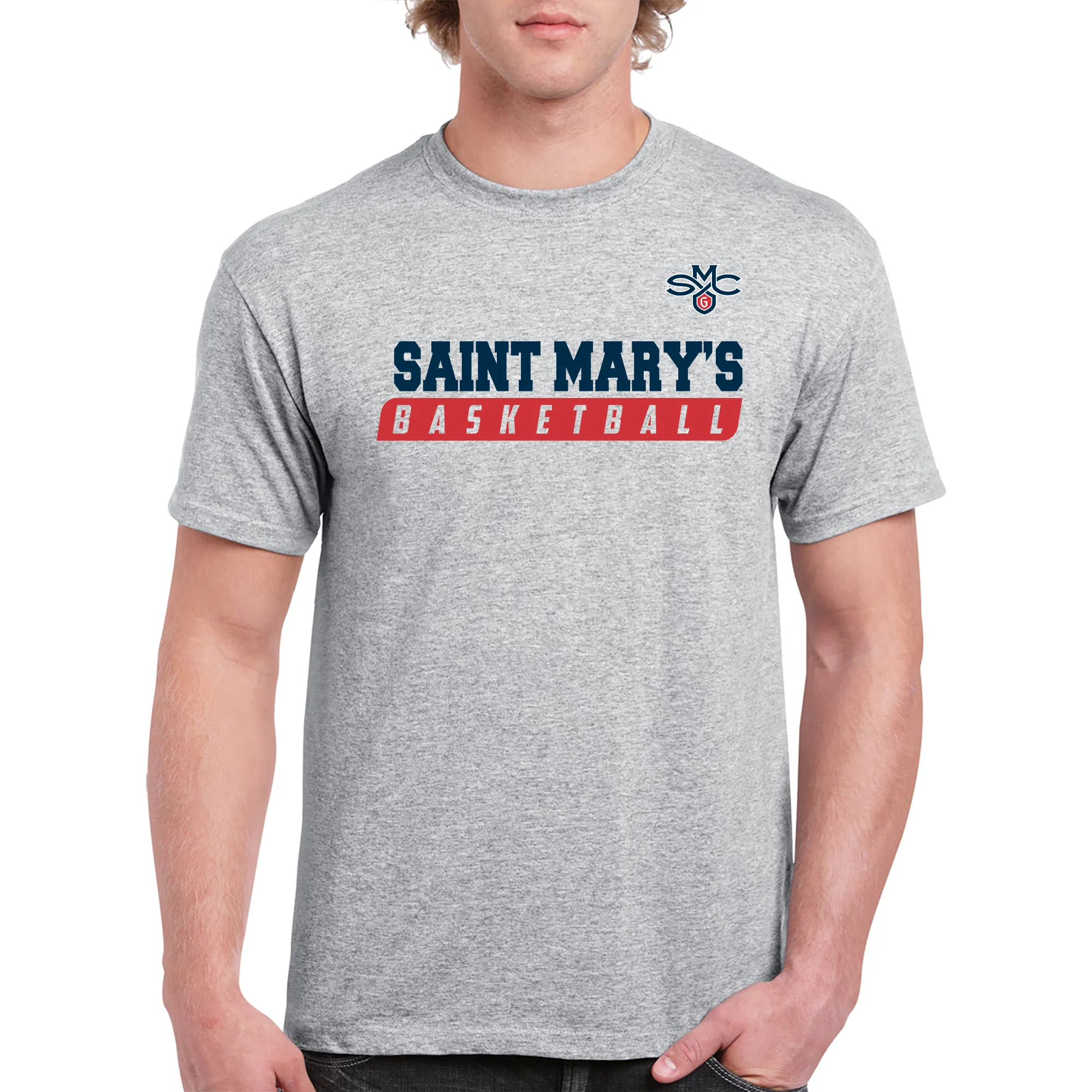 Saint Mary's College Gaels Basketball Slant T Shirt - Sport Grey - Image 4