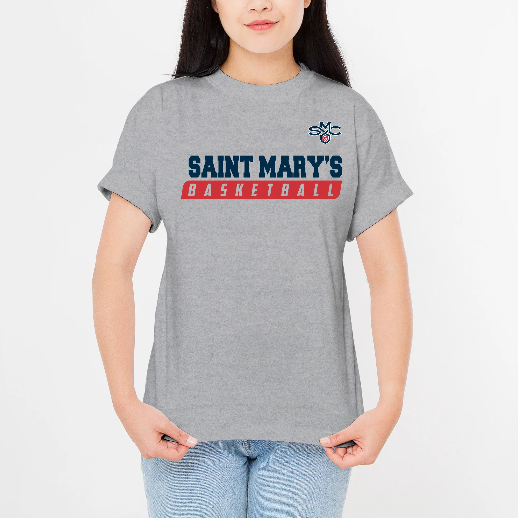 Saint Mary's College Gaels Basketball Slant T Shirt - Sport Grey - Image 5