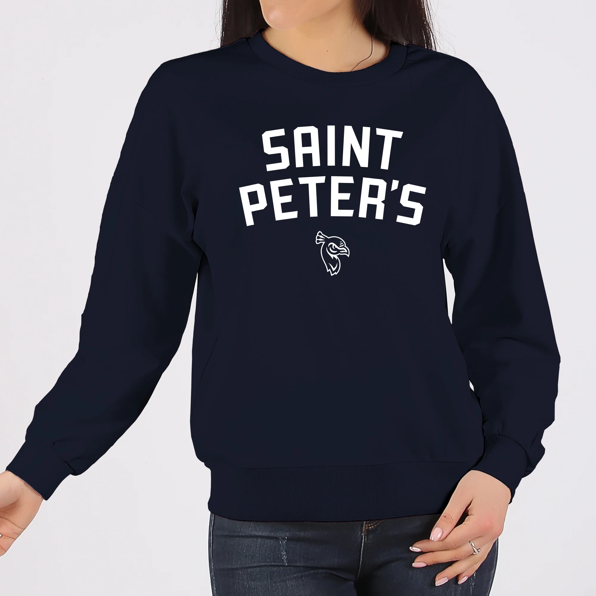 Saint Peter's University Peacock Arch Logo Crewneck - Navy - Image 4