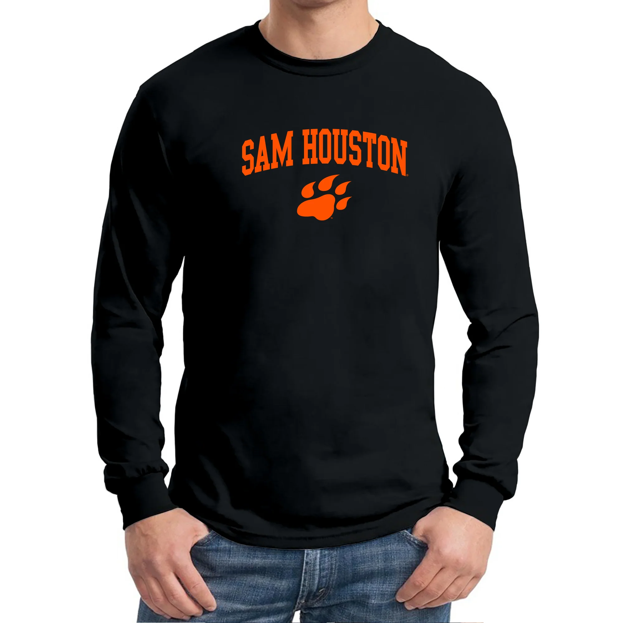 Sam Houston State University Bearkats Arch Logo Long Sleeve T Shirt - Black - Image 3