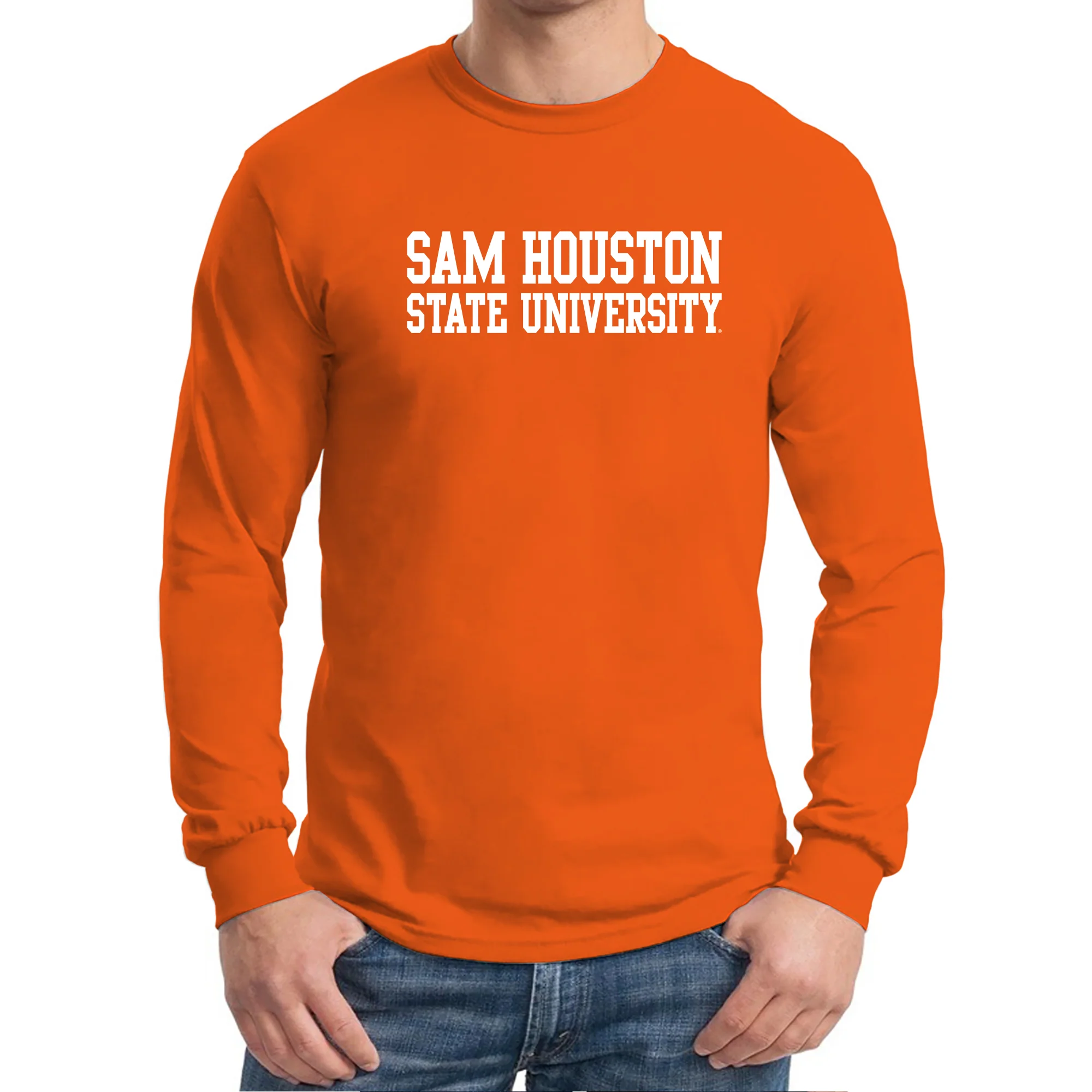 Sam Houston State University Bearkats Basic Block Long Sleeve T Shirt - Orange - Image 3