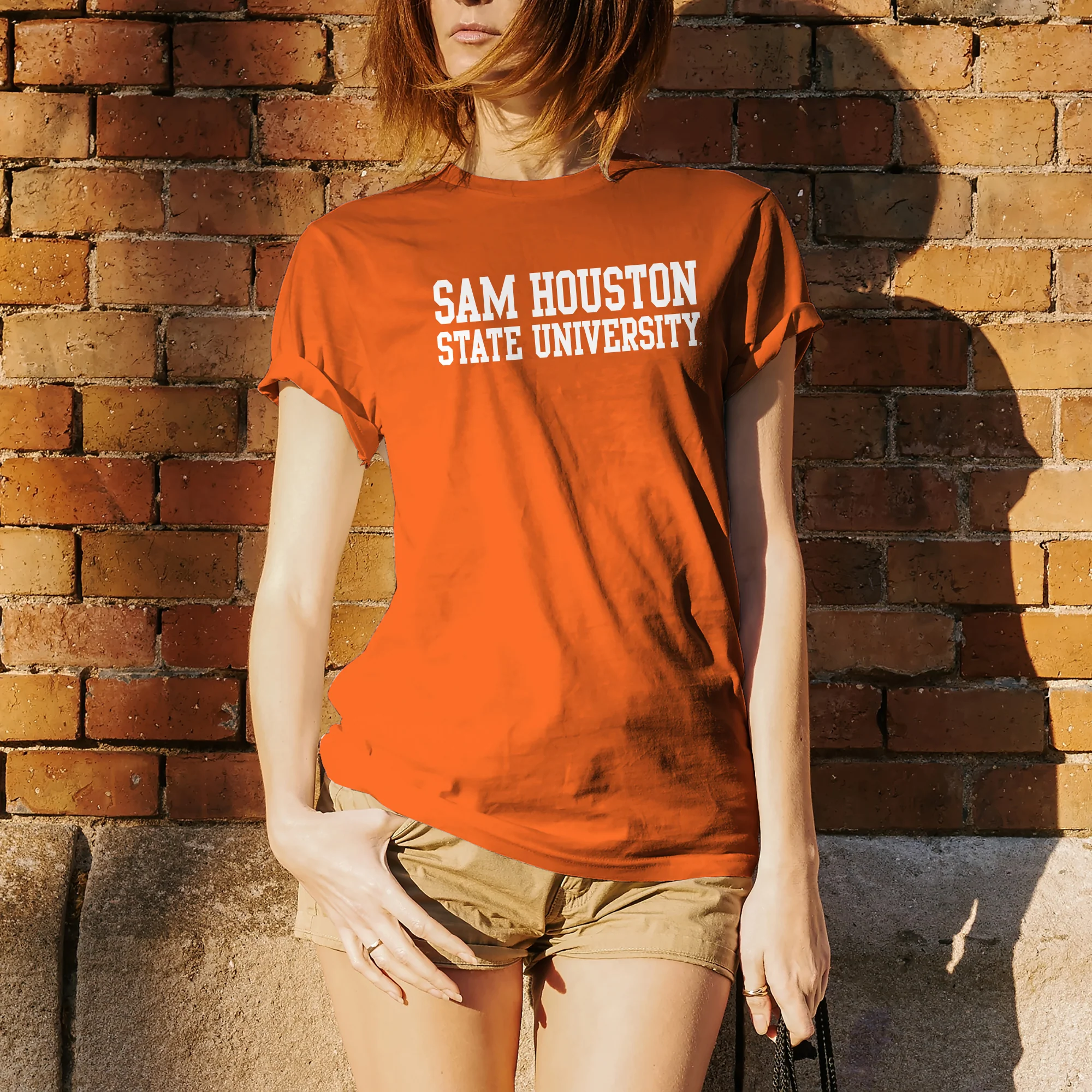 Sam Houston State University Bearkats Basic Block Short Sleeve T Shirt - Orange - Image 4