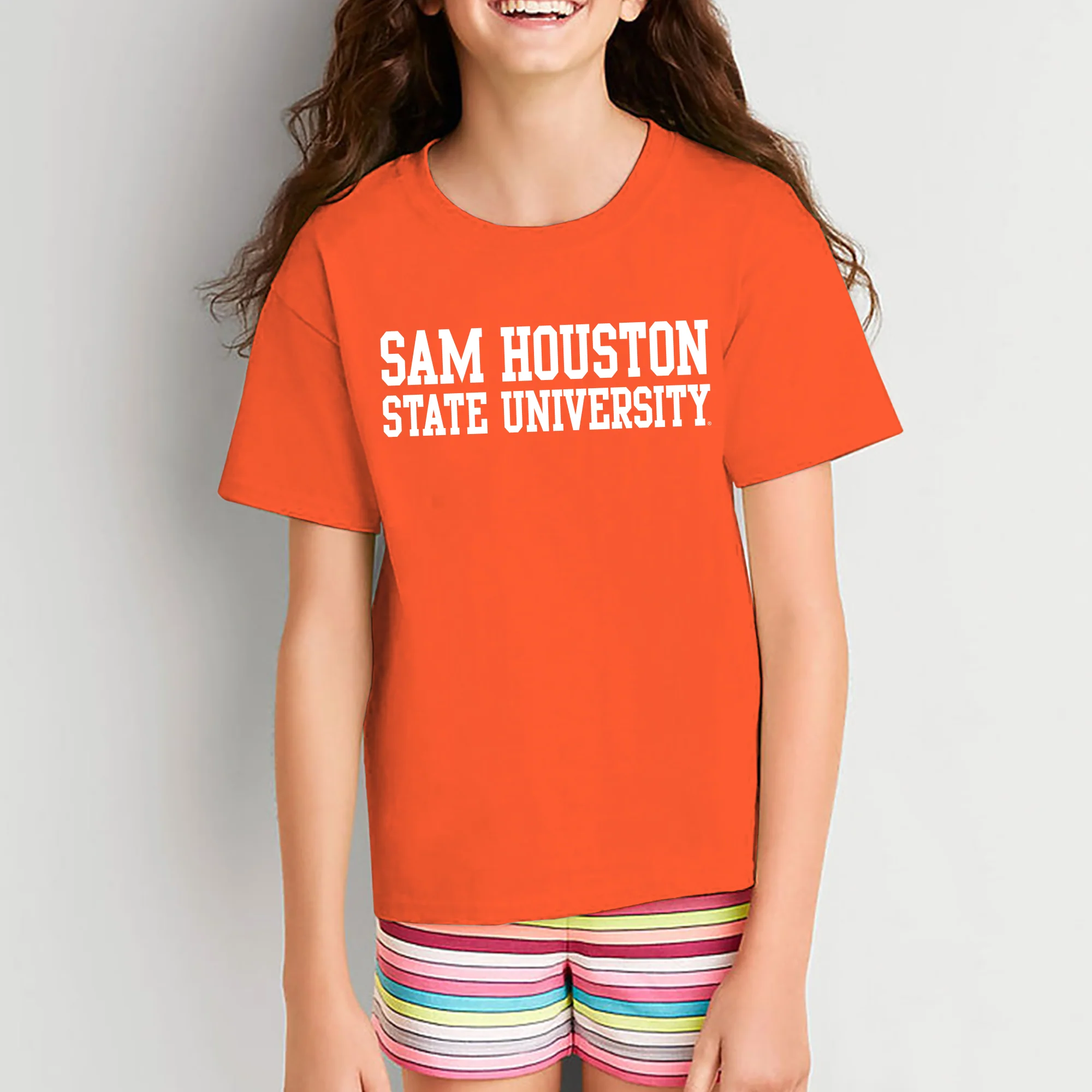 Sam Houston State University Bearkats Basic Block Short Sleeve Youth T Shirt - Orange - Image 4