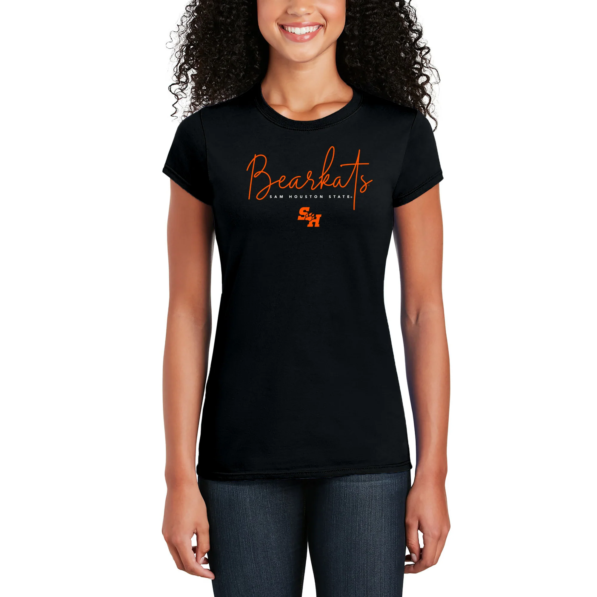 Sam Houston Thin Script Womens T-Shirt - Black - Image 4