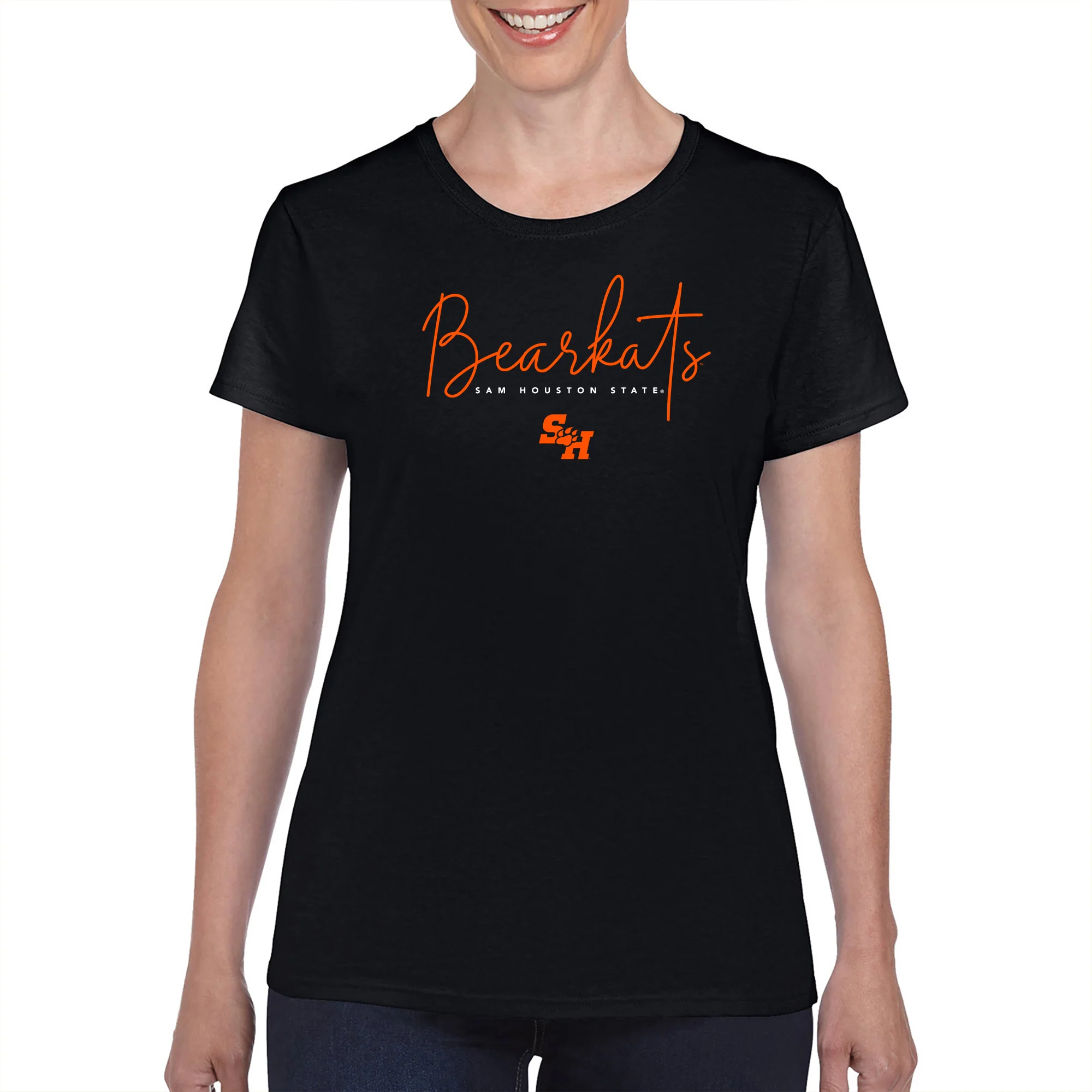 Sam Houston Thin Script Womens T-Shirt - Black - Image 5