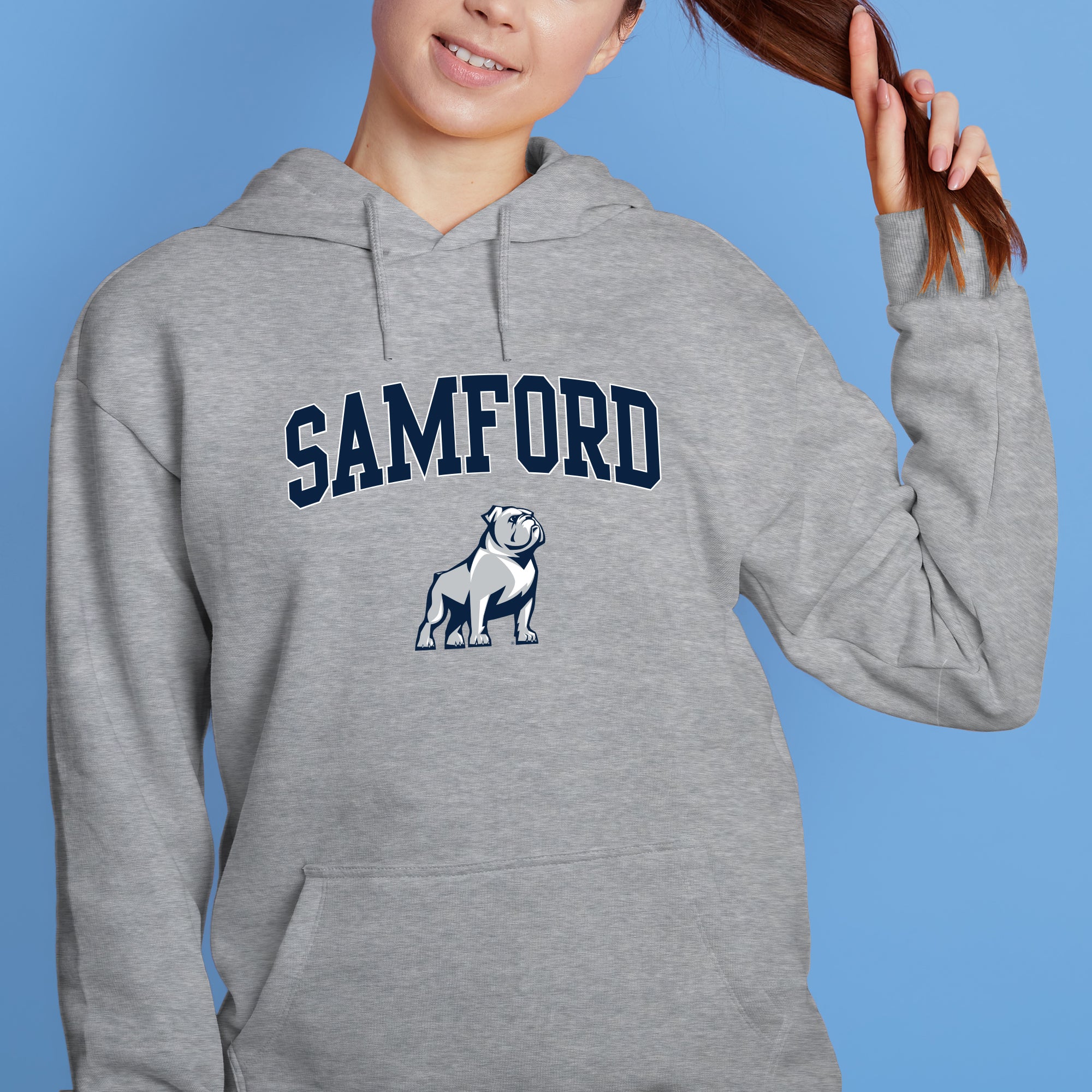 Samford Arch Logo Hoodie - Sport Grey - Image 4