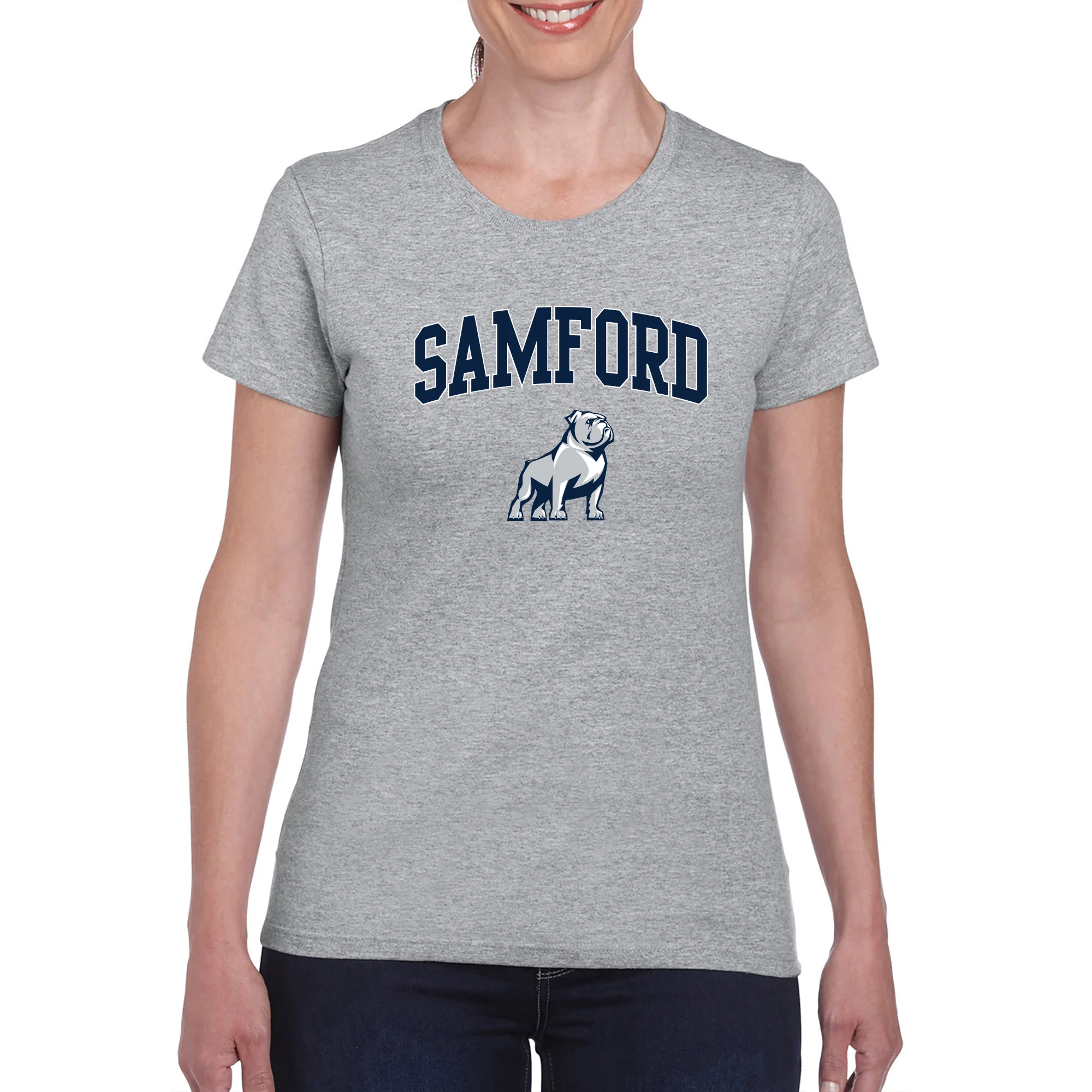 Samford Arch Logo Womens T-Shirt - Sport Grey - Image 3